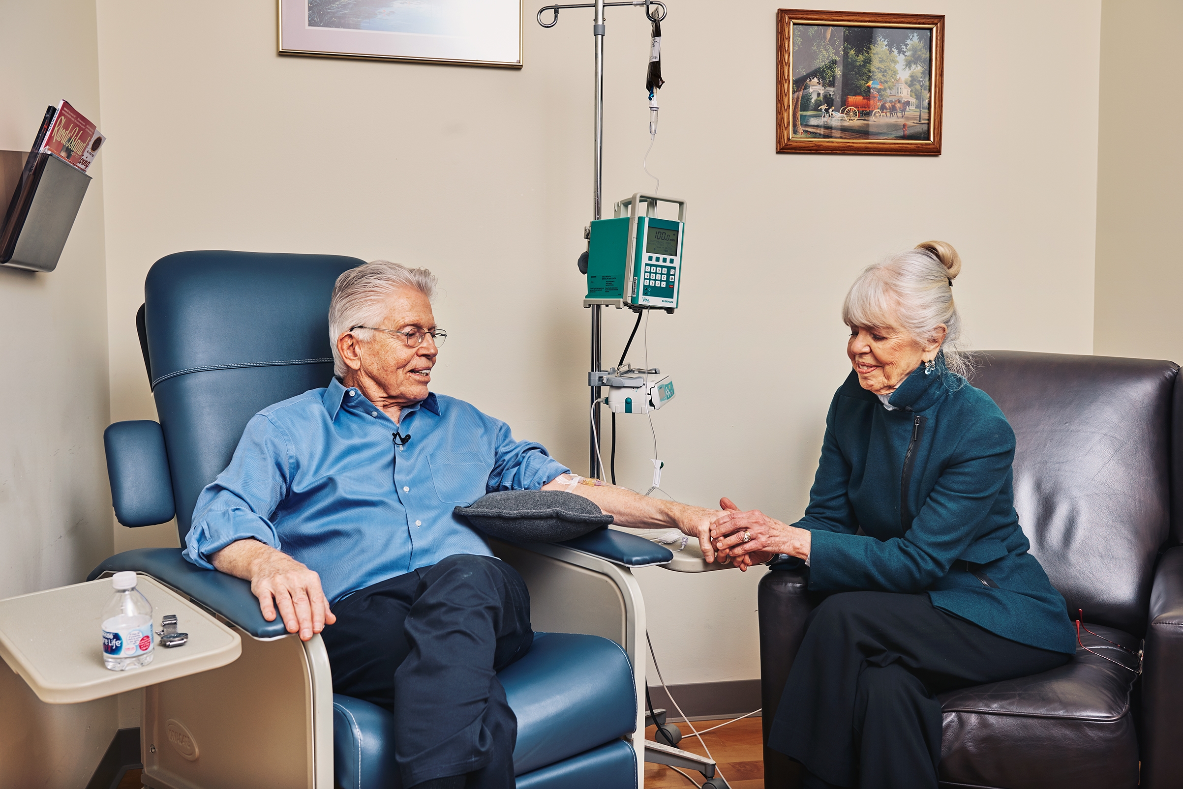 Once a month, Peter drives with his wife JoAnn to Butler Hospital to receive an infusion