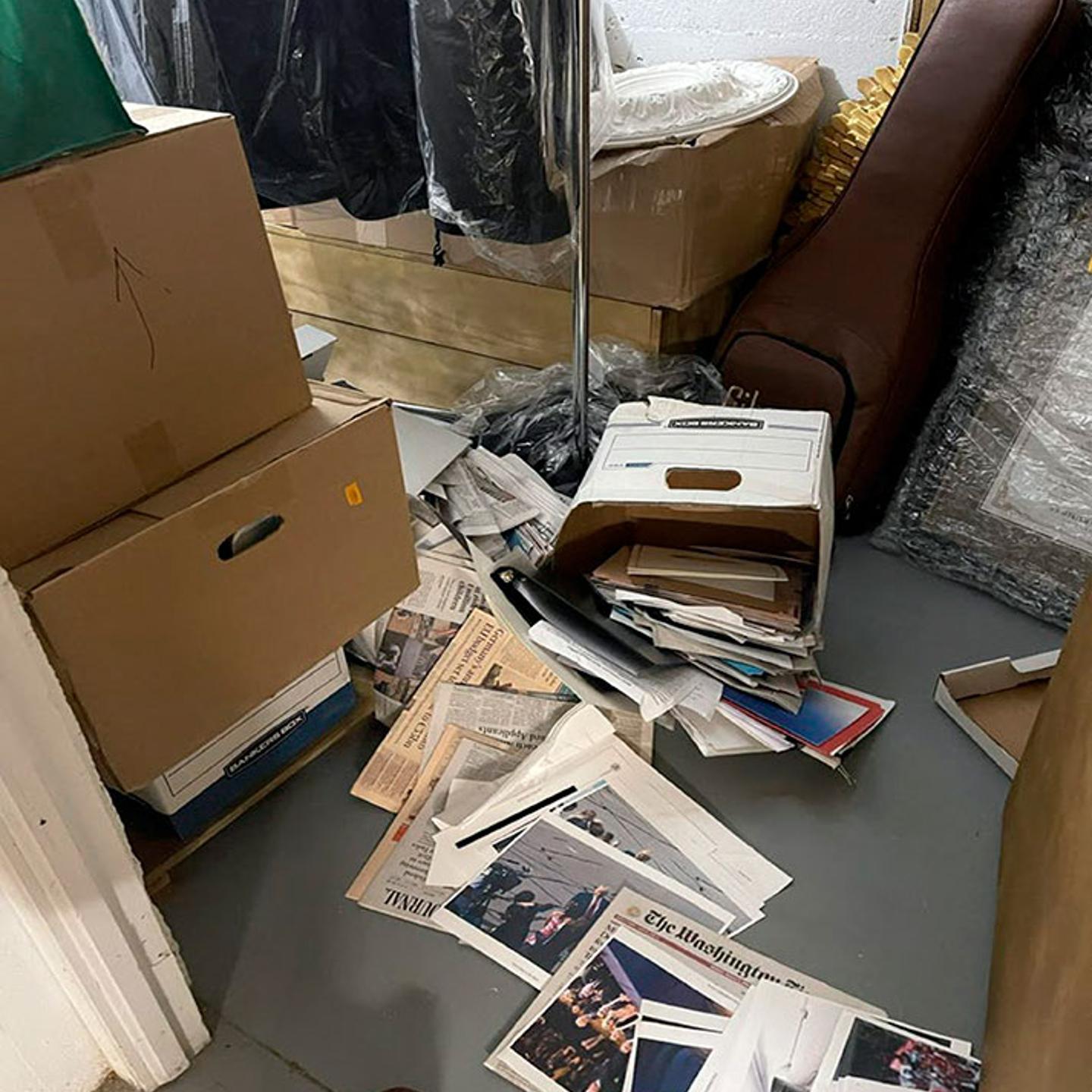 Boxes of records in a storage room at Trump's Mar-a-Lago
