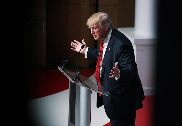 Republican presidential candidate Donald Trump addresses the Republican Jewish Coalition at Ronald Reagan Building and International Trade Center December 3, 2015 in Washington, DC.