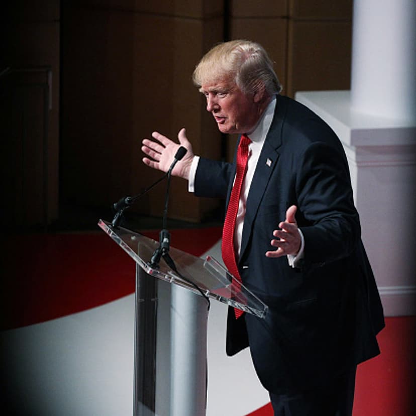 Republican presidential candidate Donald Trump addresses the Republican Jewish Coalition at Ronald Reagan Building and International Trade Center December 3, 2015 in Washington, DC.