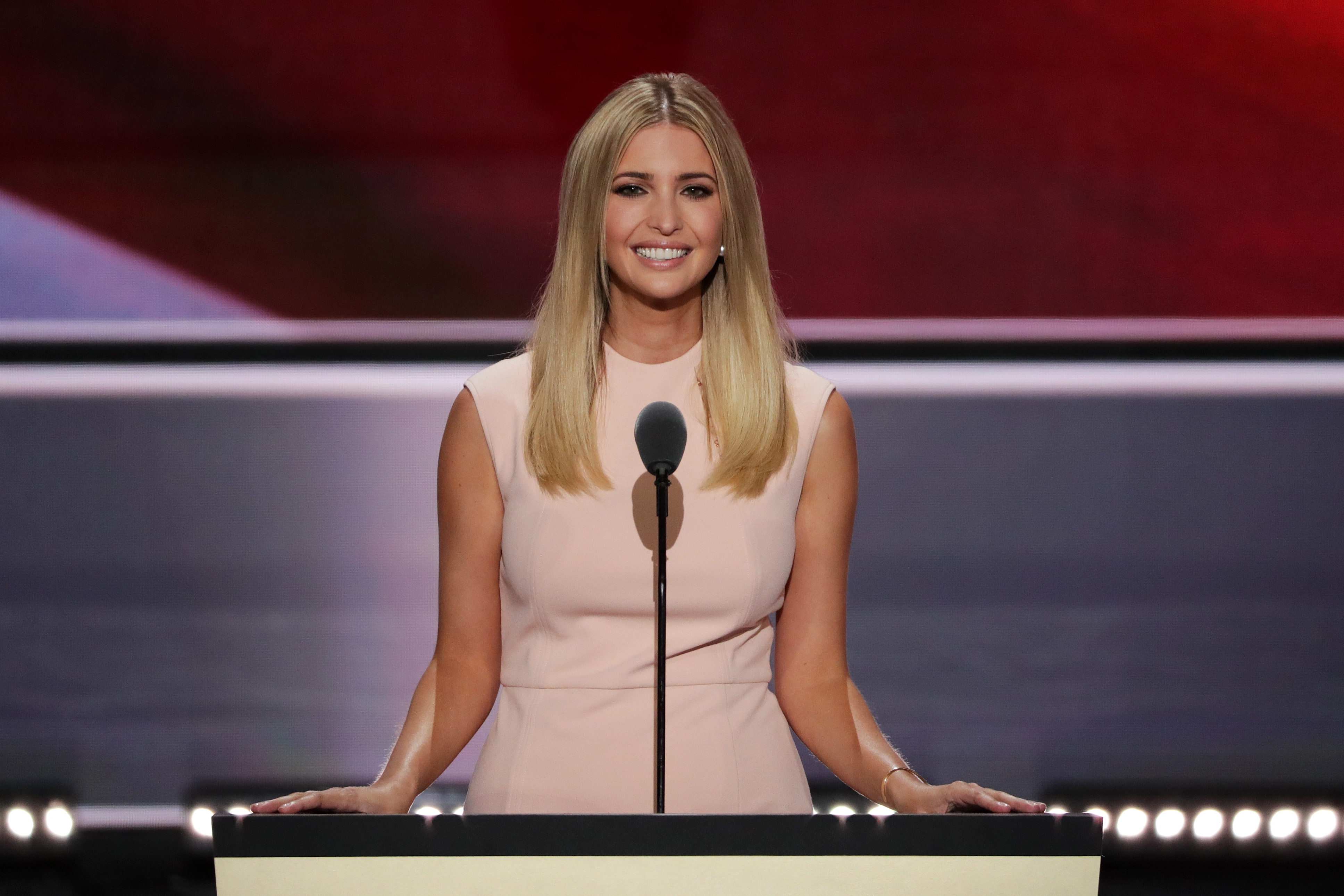 Ivanka Trump delivers a speech during the evening session on the fourth day of the Republican National Convention at the Quicken Loans Arena in Cleveland on July 21, 2016 .