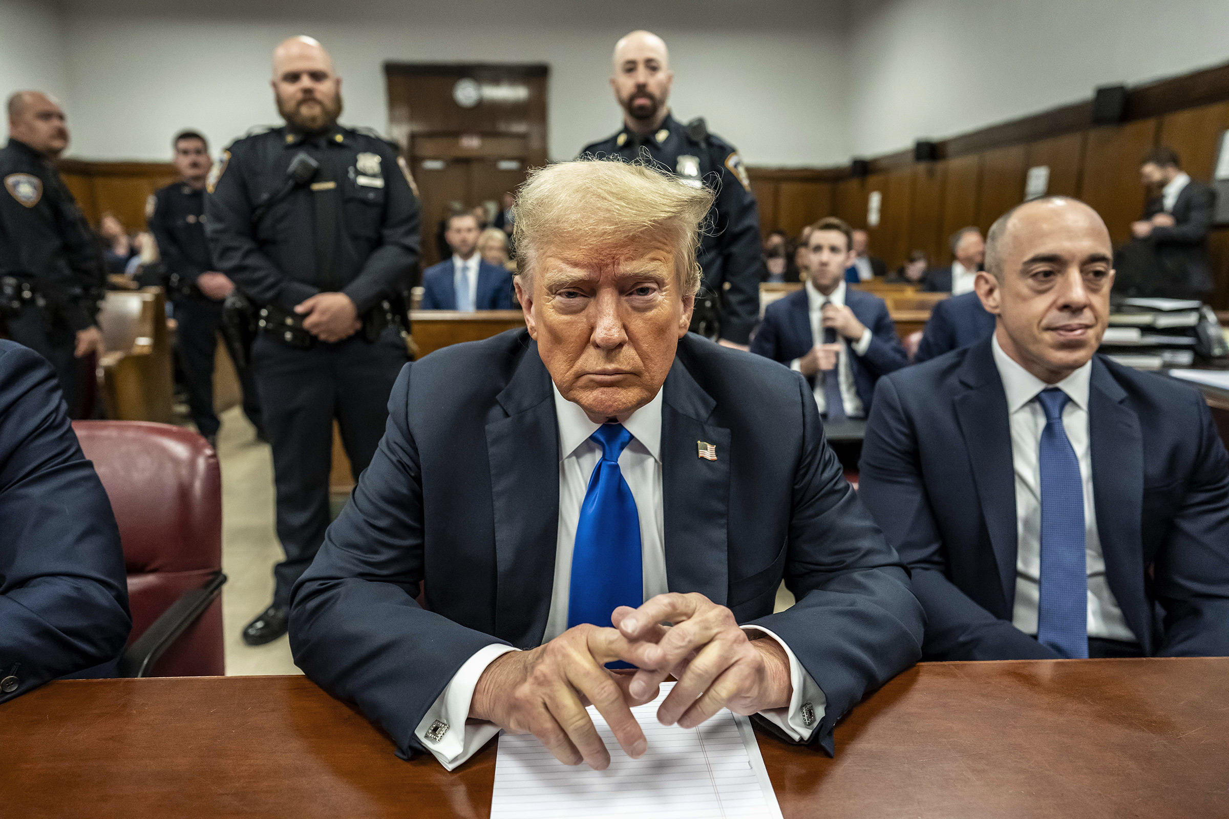Trump at Manhattan criminal court during jury deliberations in his criminal hush money trial in New York, May 30