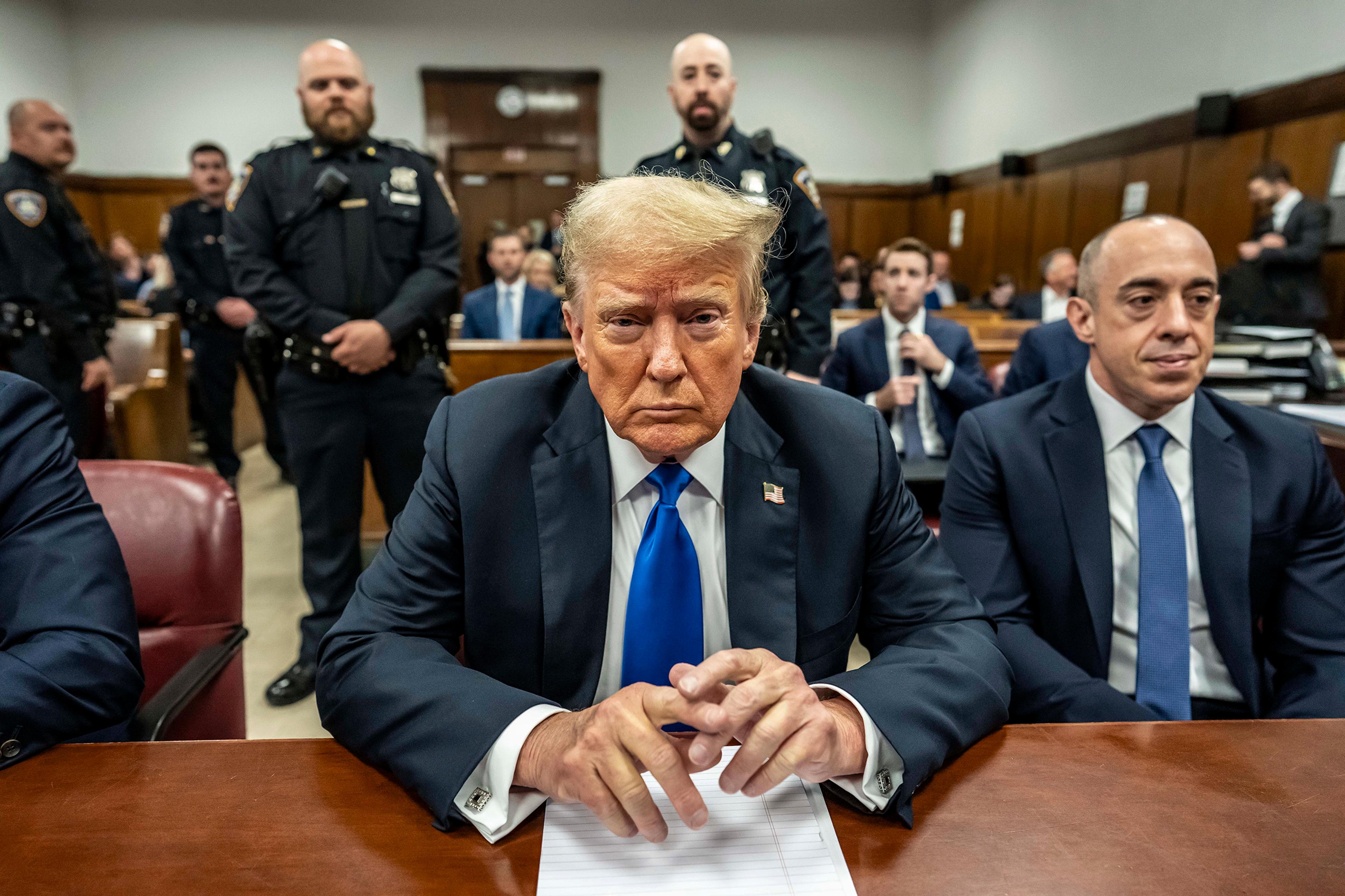 Trump at Manhattan criminal court during jury deliberations in his criminal hush money trial in New York, May 30
