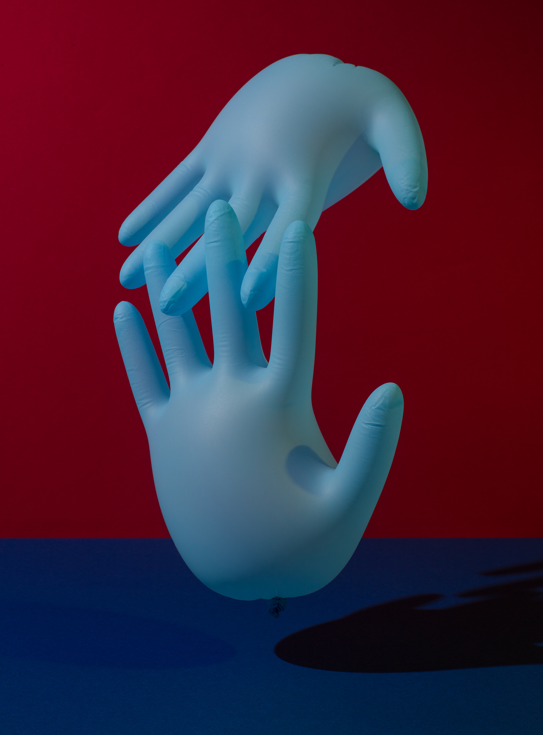 Blue medical gloves