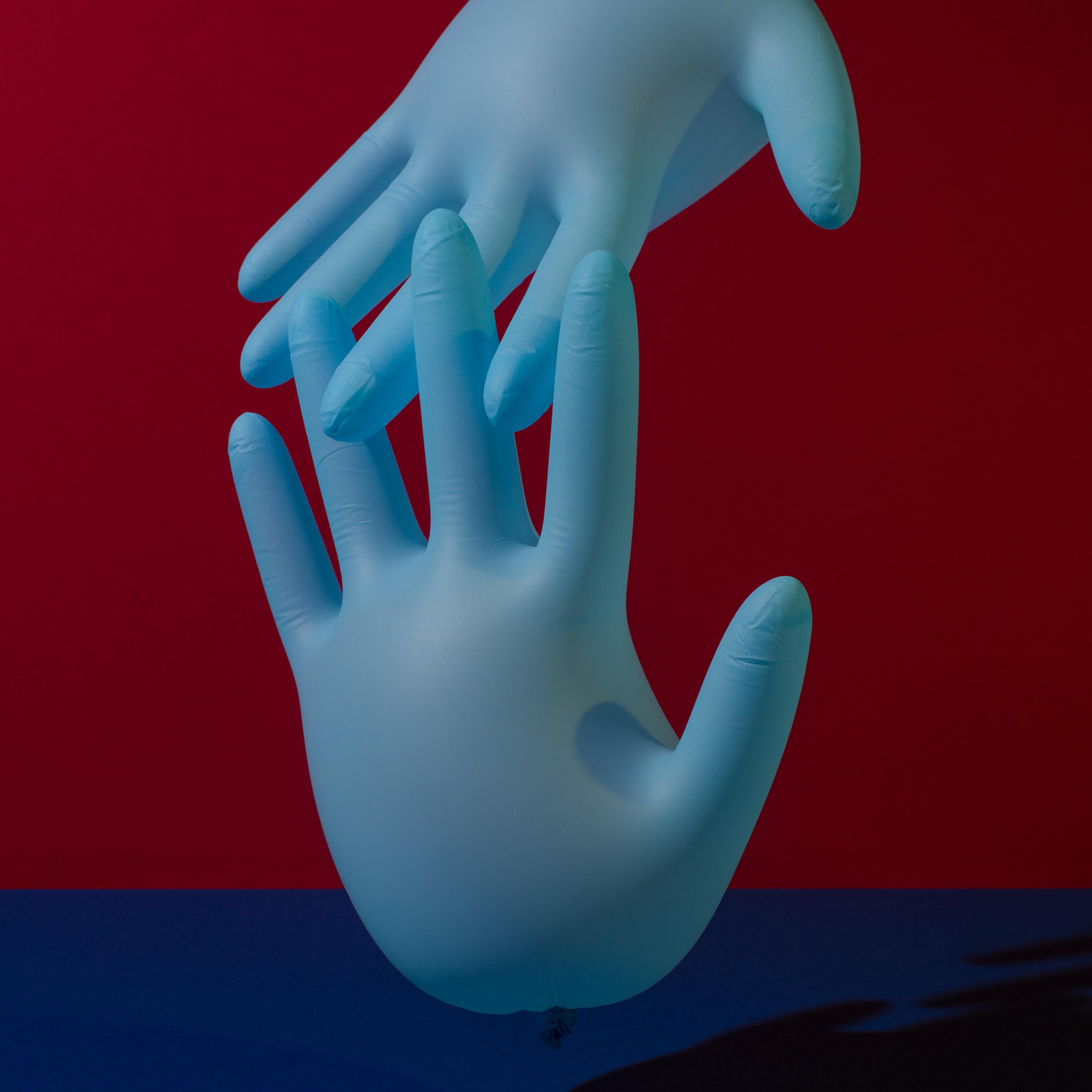 Blue medical gloves