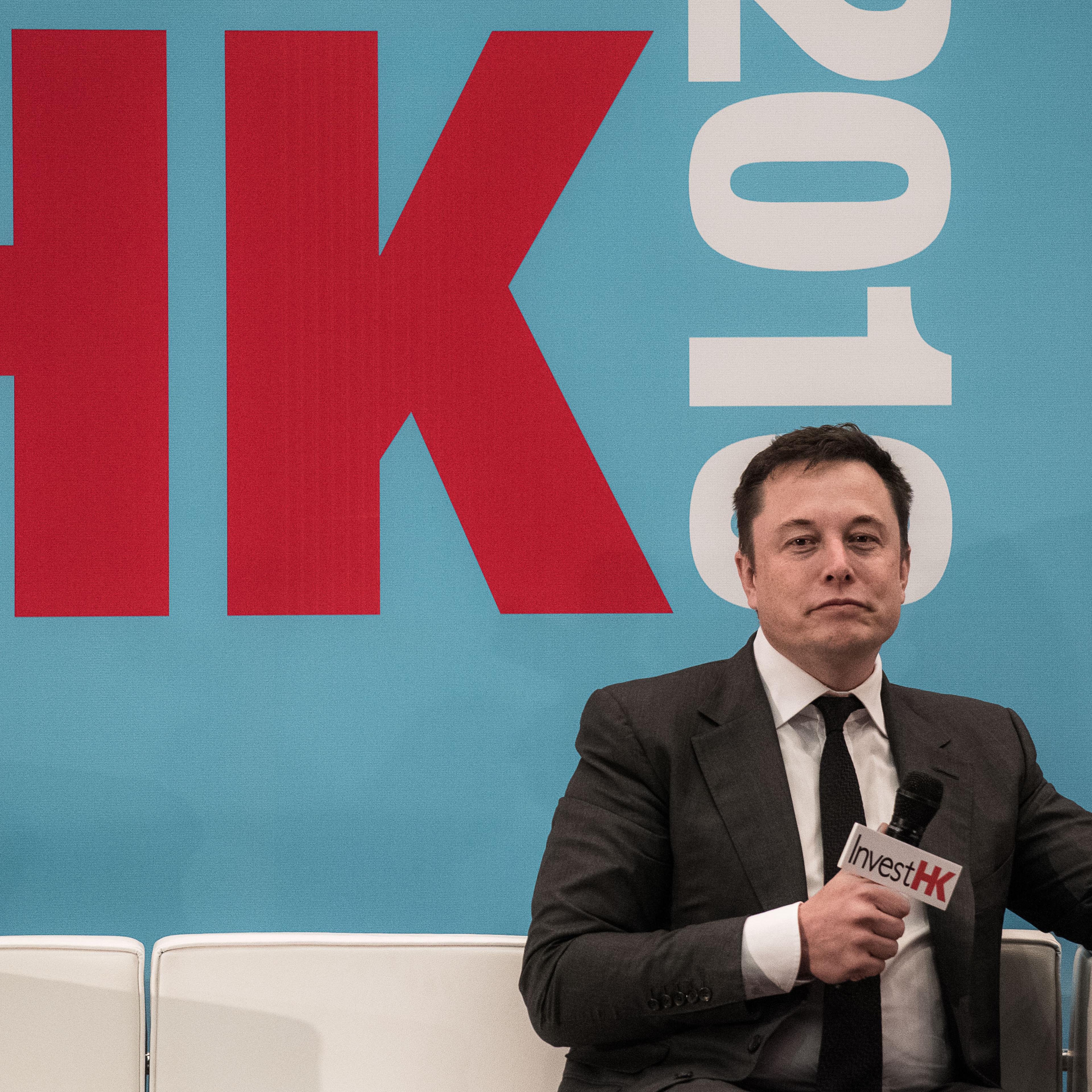 Elon Musk, the co-founder of luxury all-electric US car maker Tesla, speaks at the StartmeupHK Venture Forum in Hong Kong on January 26, 2016.