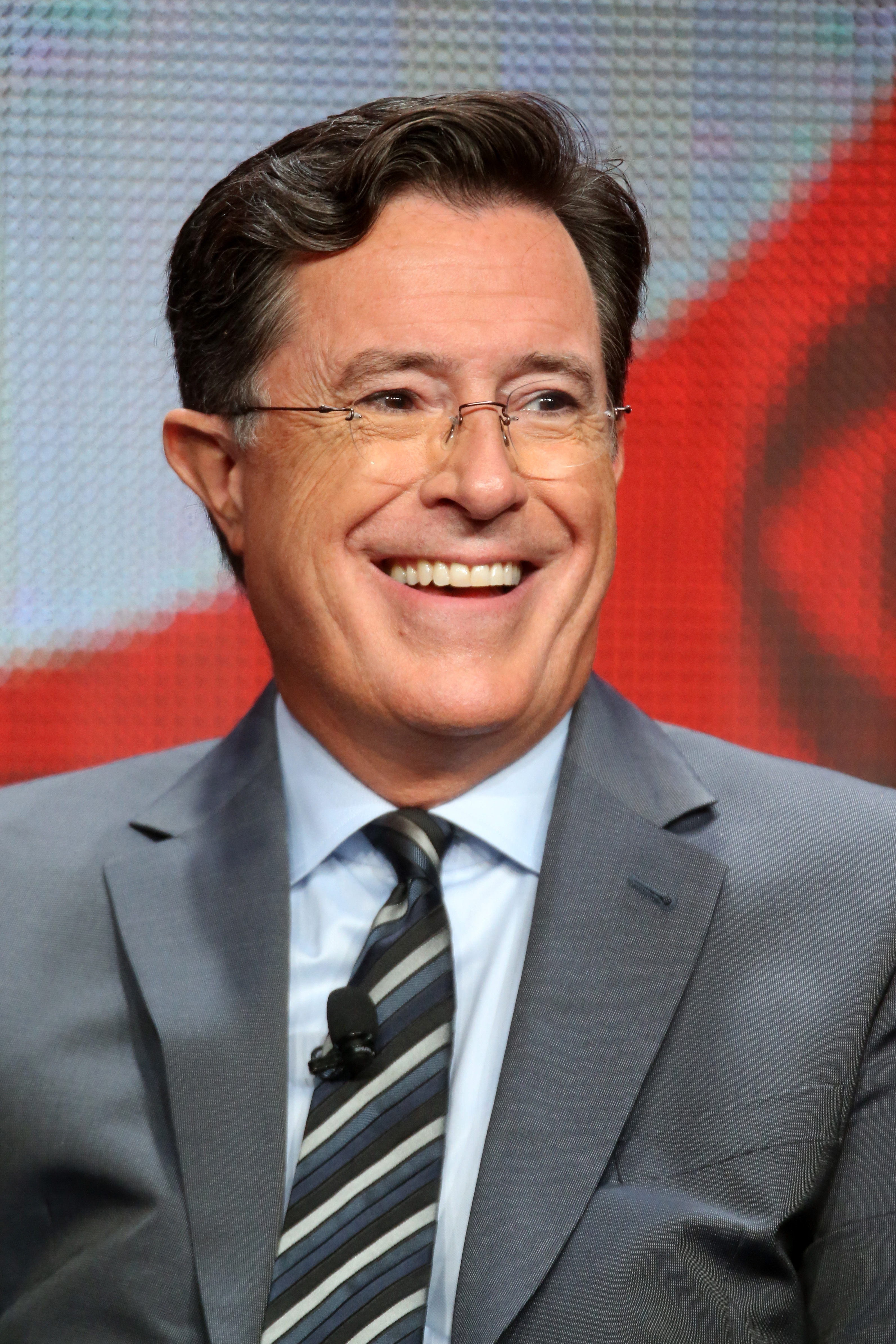 speaks onstage during the 'The Late Show with Stephen Colbert' panel discussion at the CBS portion of the 2015 Summer TCA Tour at The Beverly Hilton Hotel on August 10, 2015 in Beverly Hills, California.