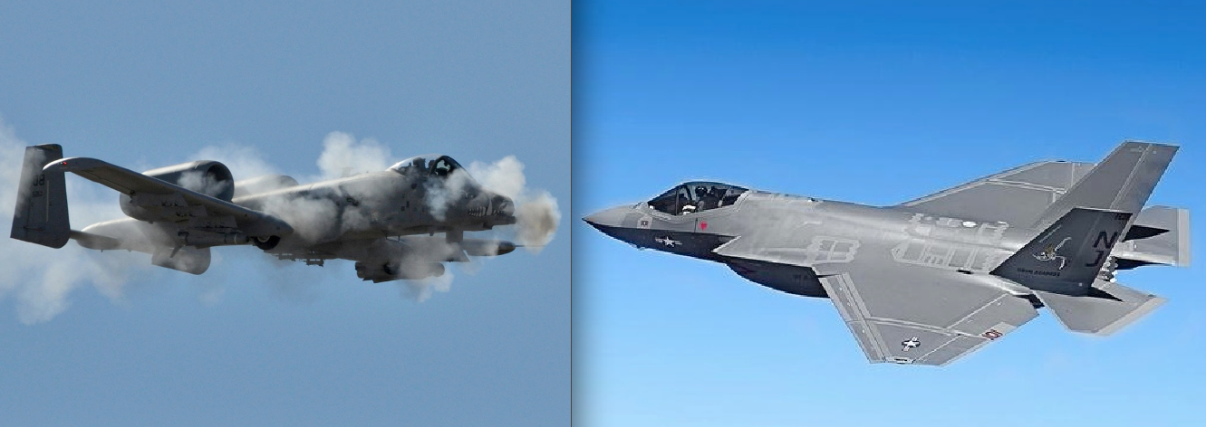 The Pentagon plans to test the A-10, left, against the F-35 in 2018.