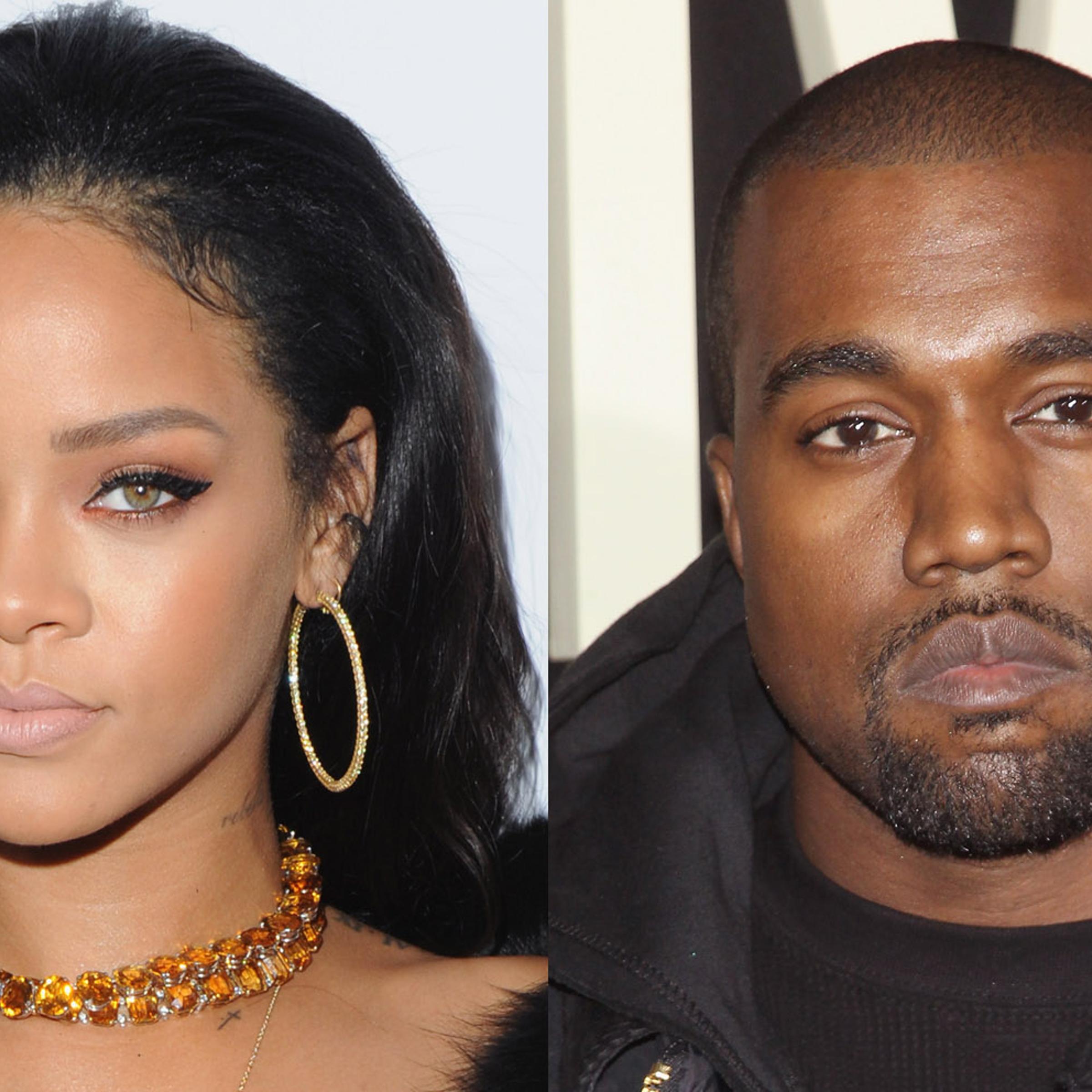Rihanna (L) and Kanye West (R)
