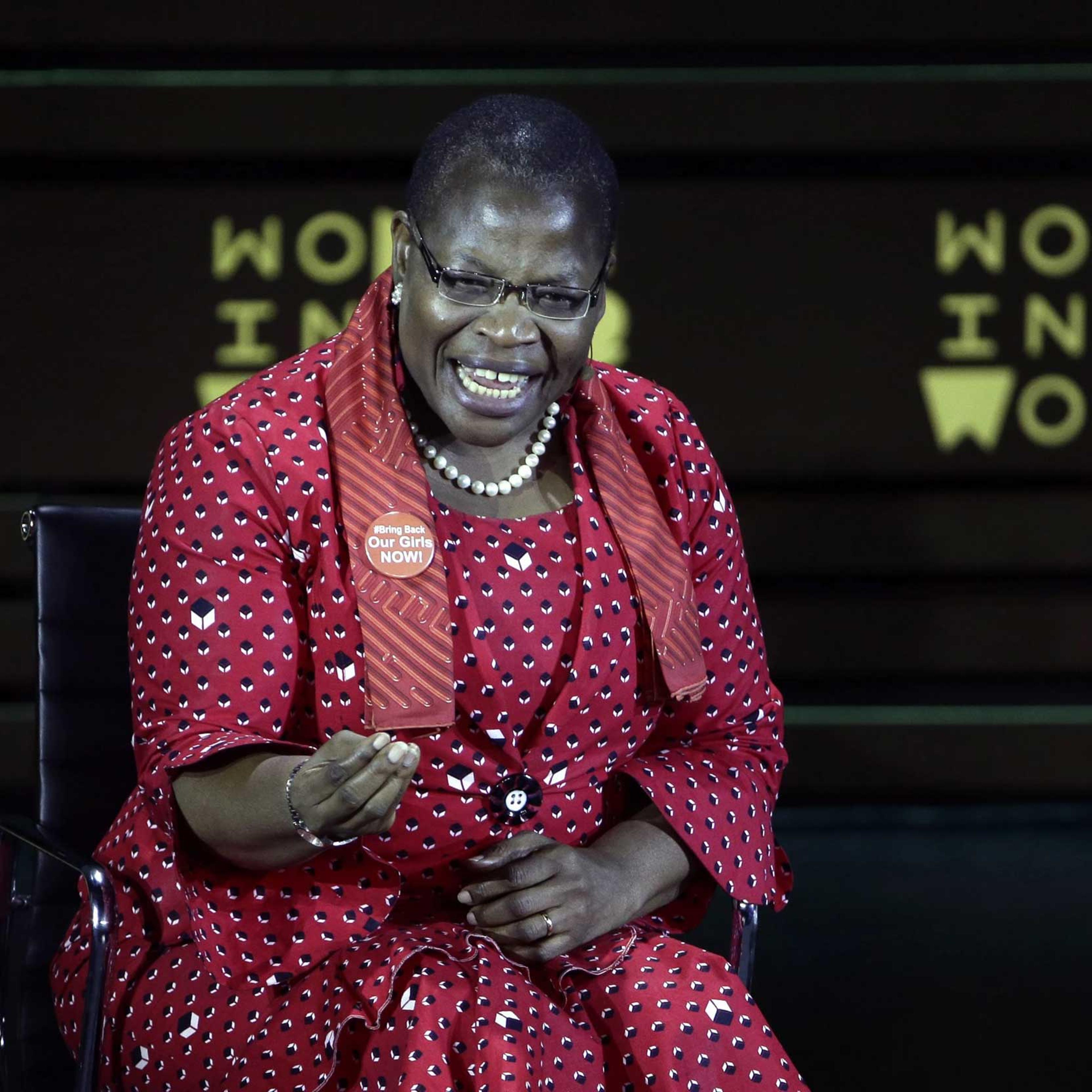 Obiageli Ezekwesili, Co-Founder of the Bring Back Our Girls movement addresses the Sixth Annual Women in the World Summit at Lincoln Center in New York on April 23, 2015.