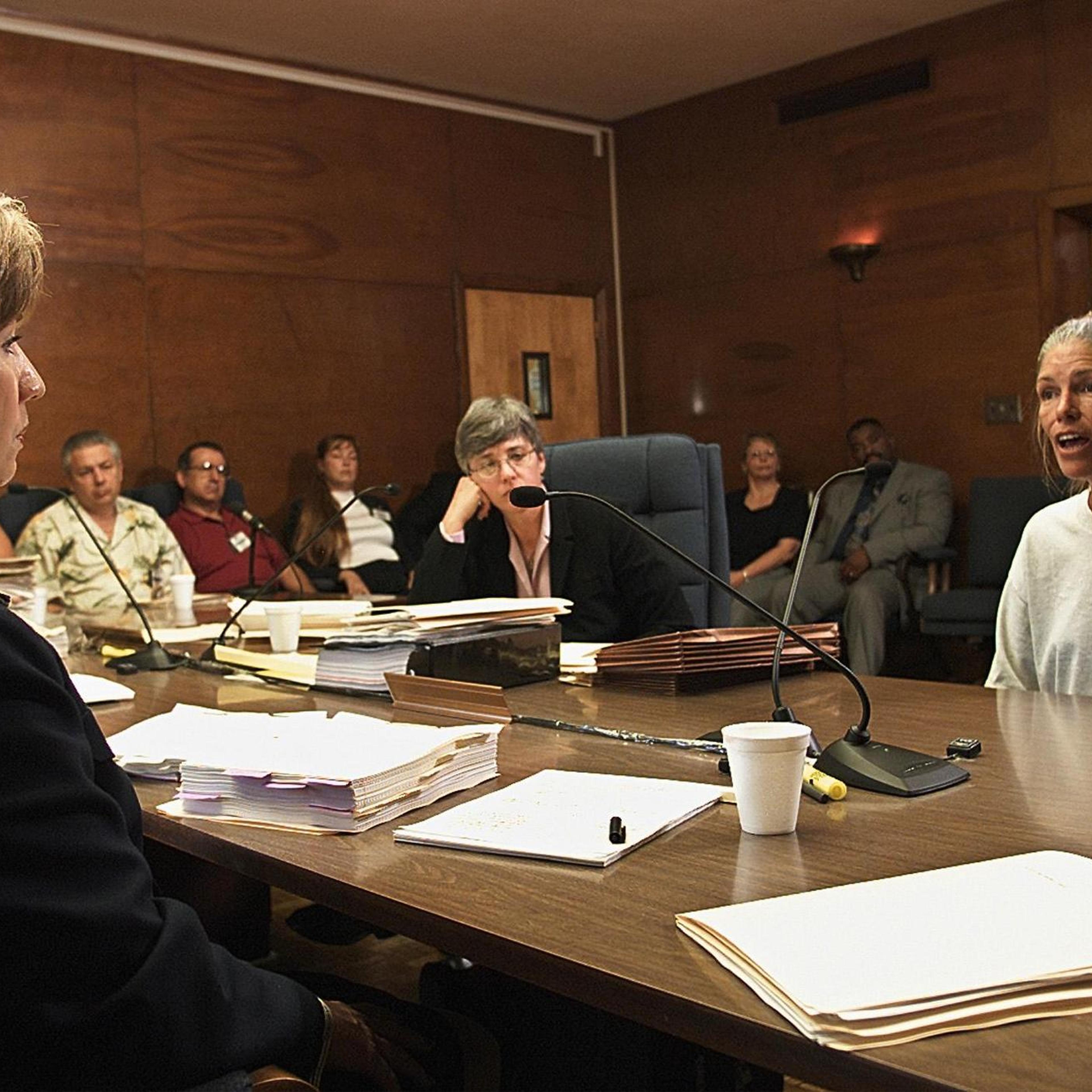 Sheron Lawin (L), a member of the Board of Prison