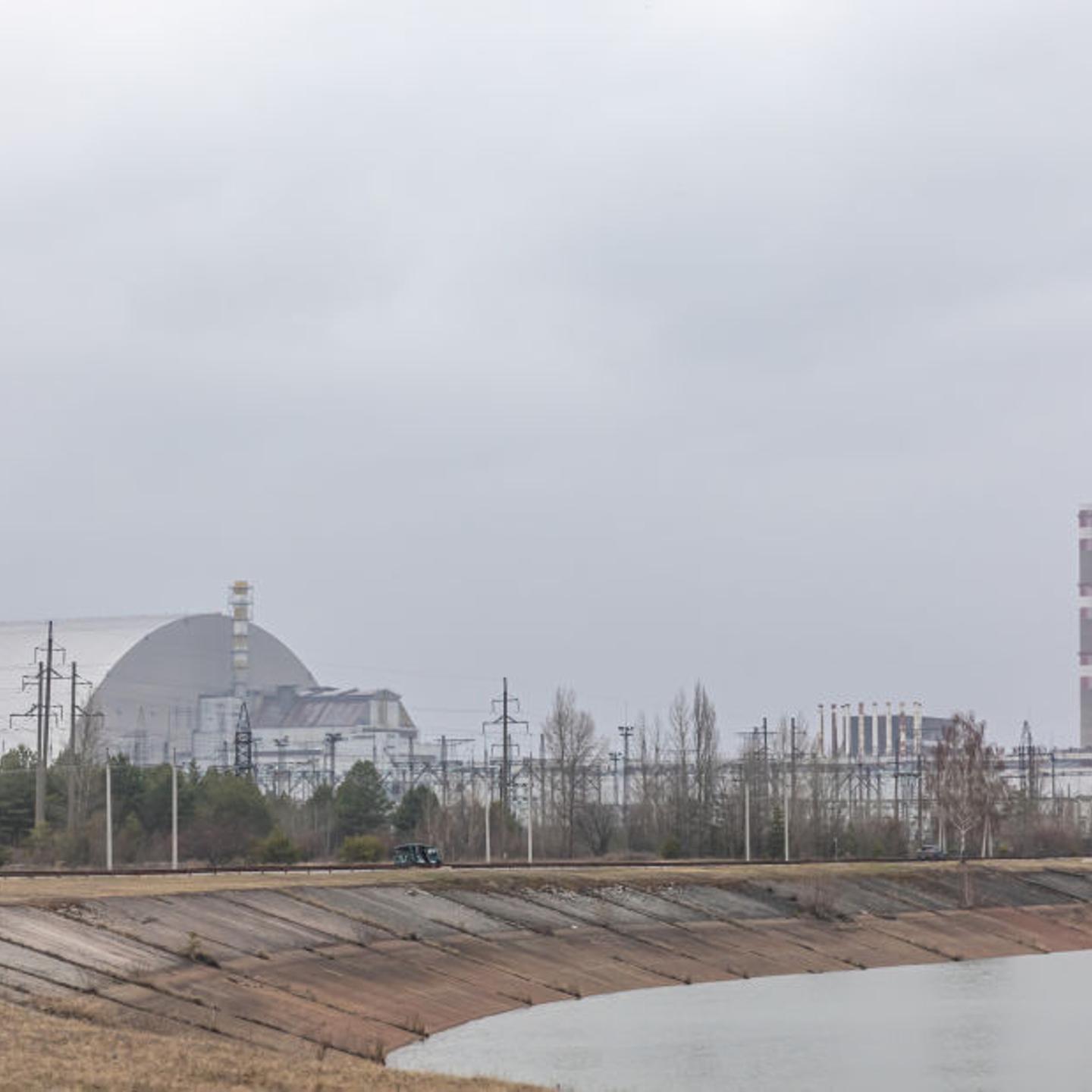 Panorama image of Chernobyl nuclear power plant with the new