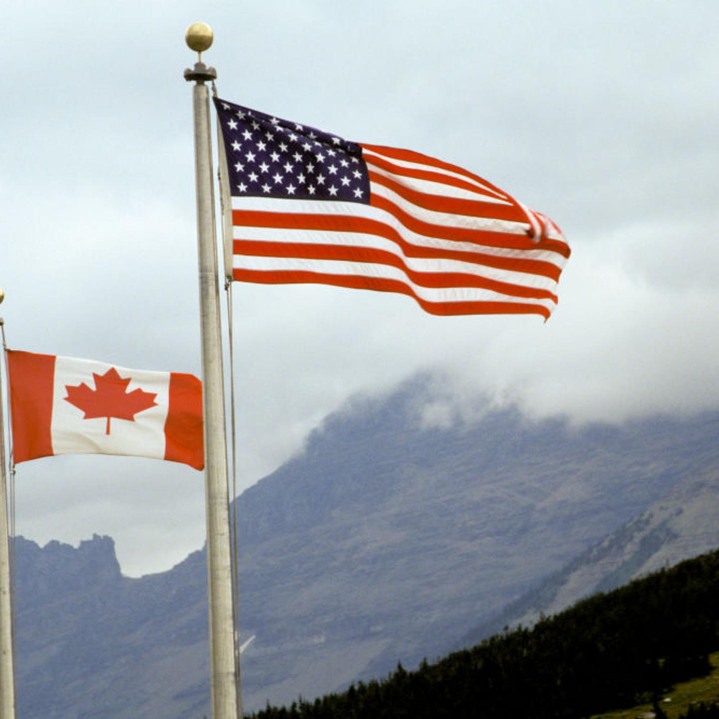 Canadian And United States Flags