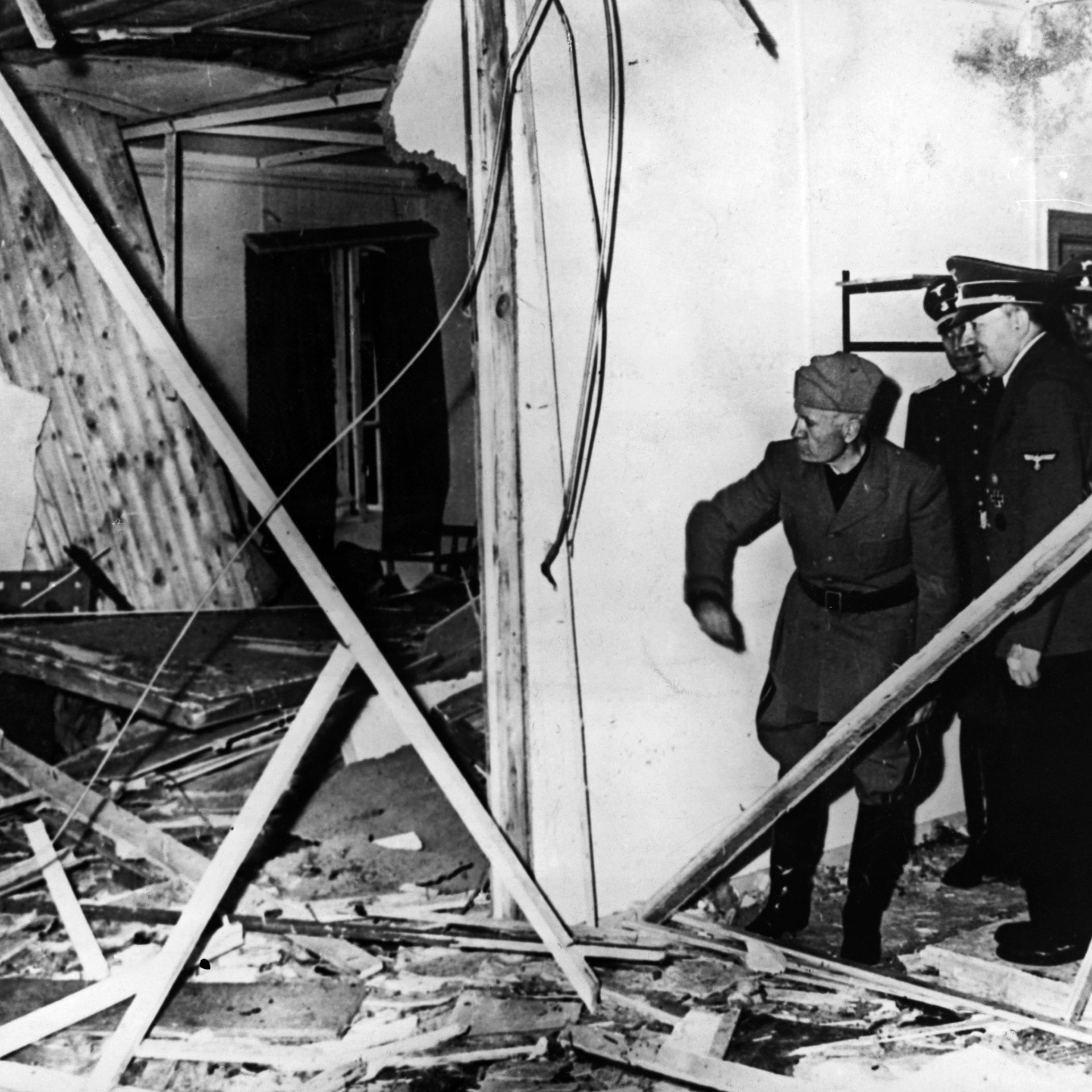 Hitler and Mussolini at Bombed Headquarters
