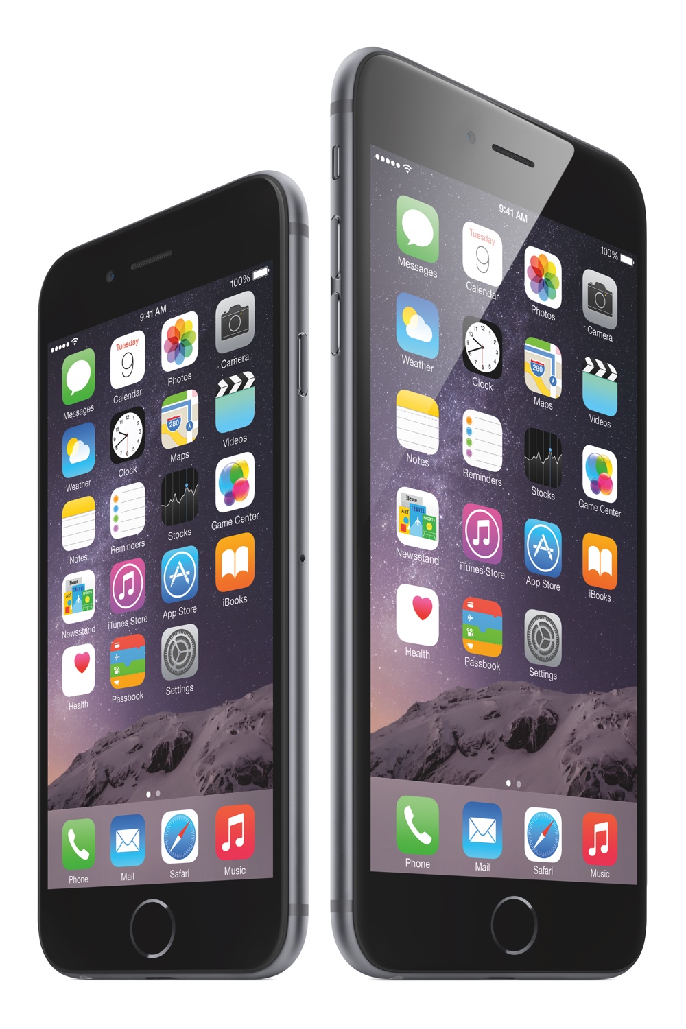 Apple's iPhone 6 (left) and iPhone 6 Plus (right)