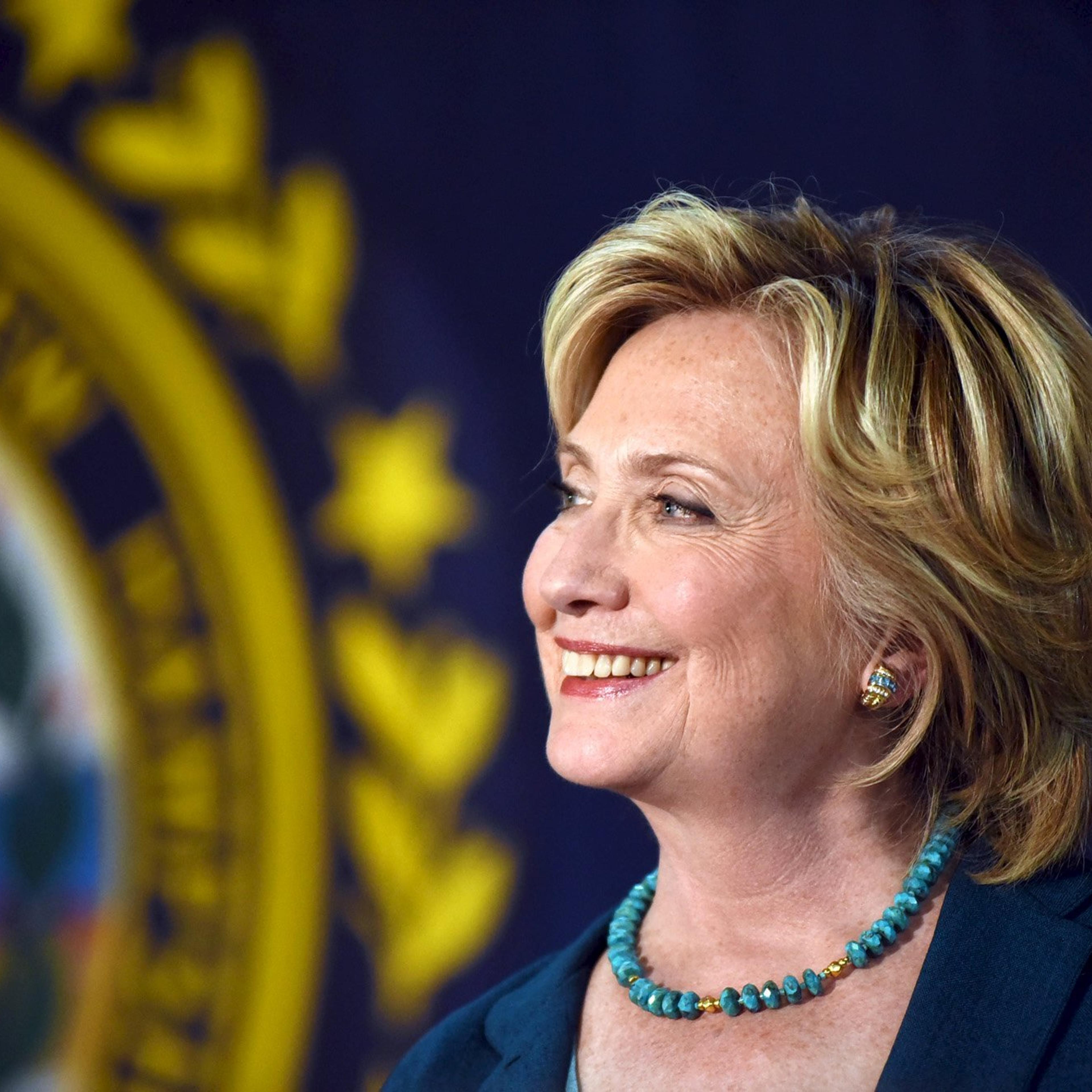 U.S. Democratic presidential candidate Hillary Clinton listens during the Community Forum on Substance Abuse at The Boys and Girls Club of America campaign event in Laconia
