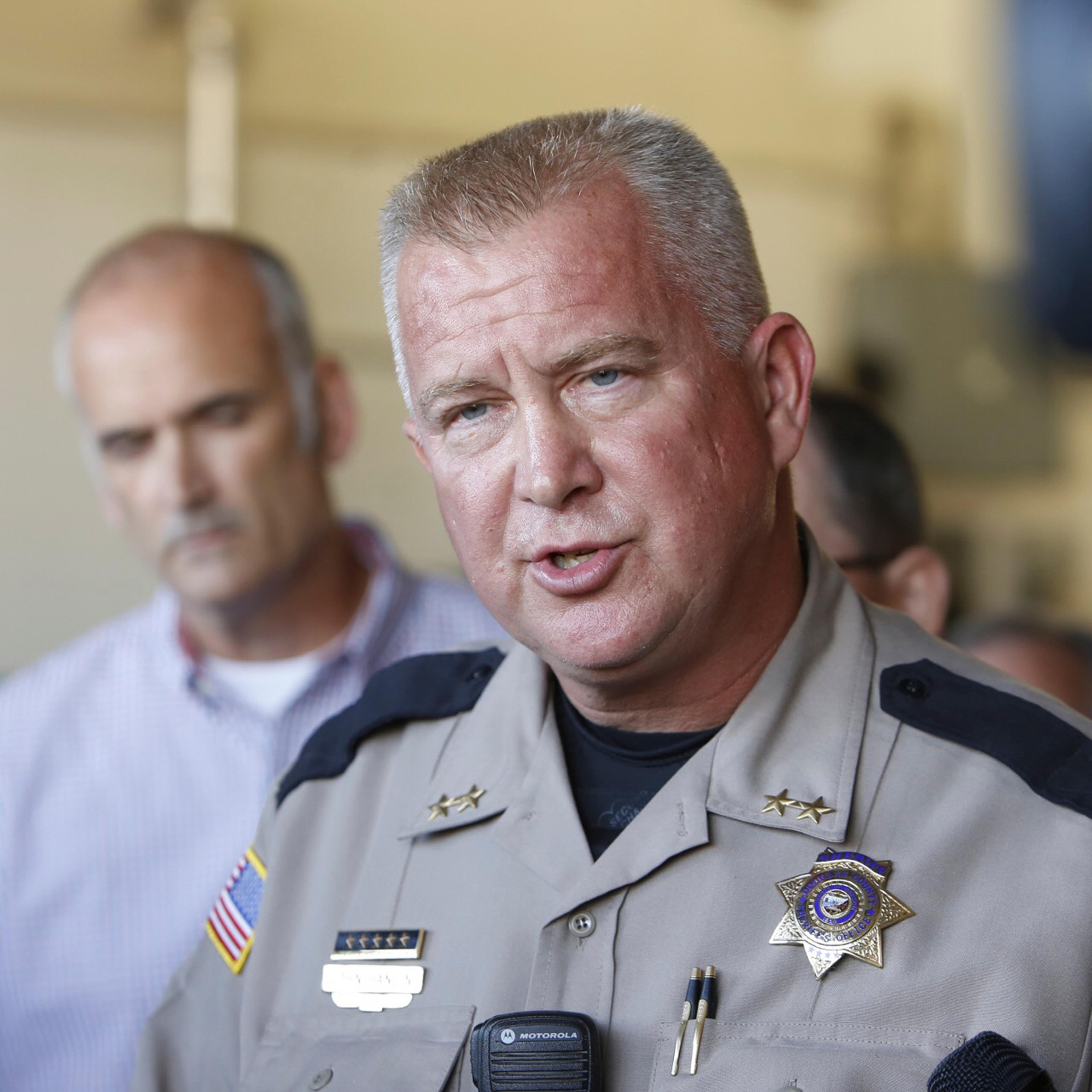 Douglas county sheriff John Hanlin speaks to media after a mass shooting at Umpqua Community College in Roseburg,Oregon