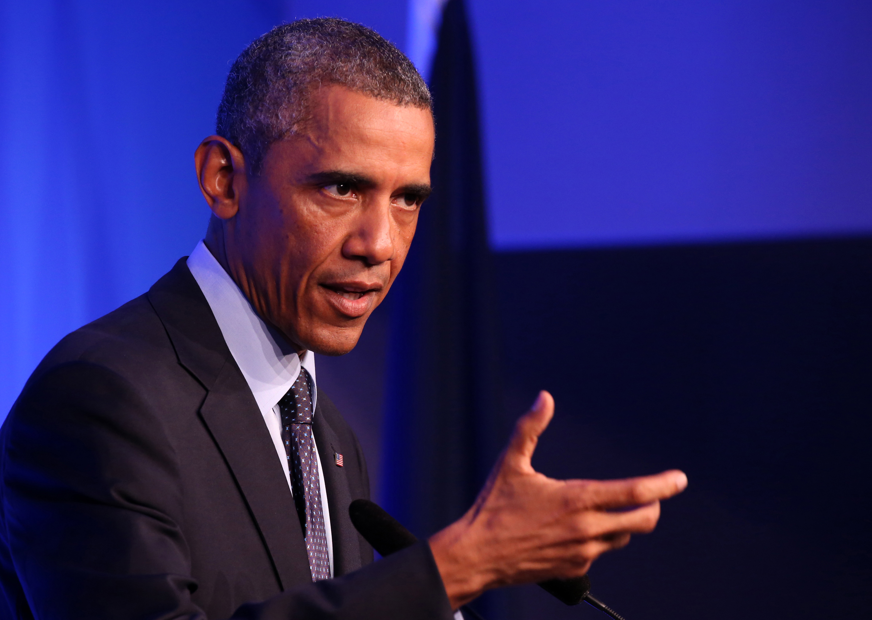 US President Barack Obama holds press conference in Newport
