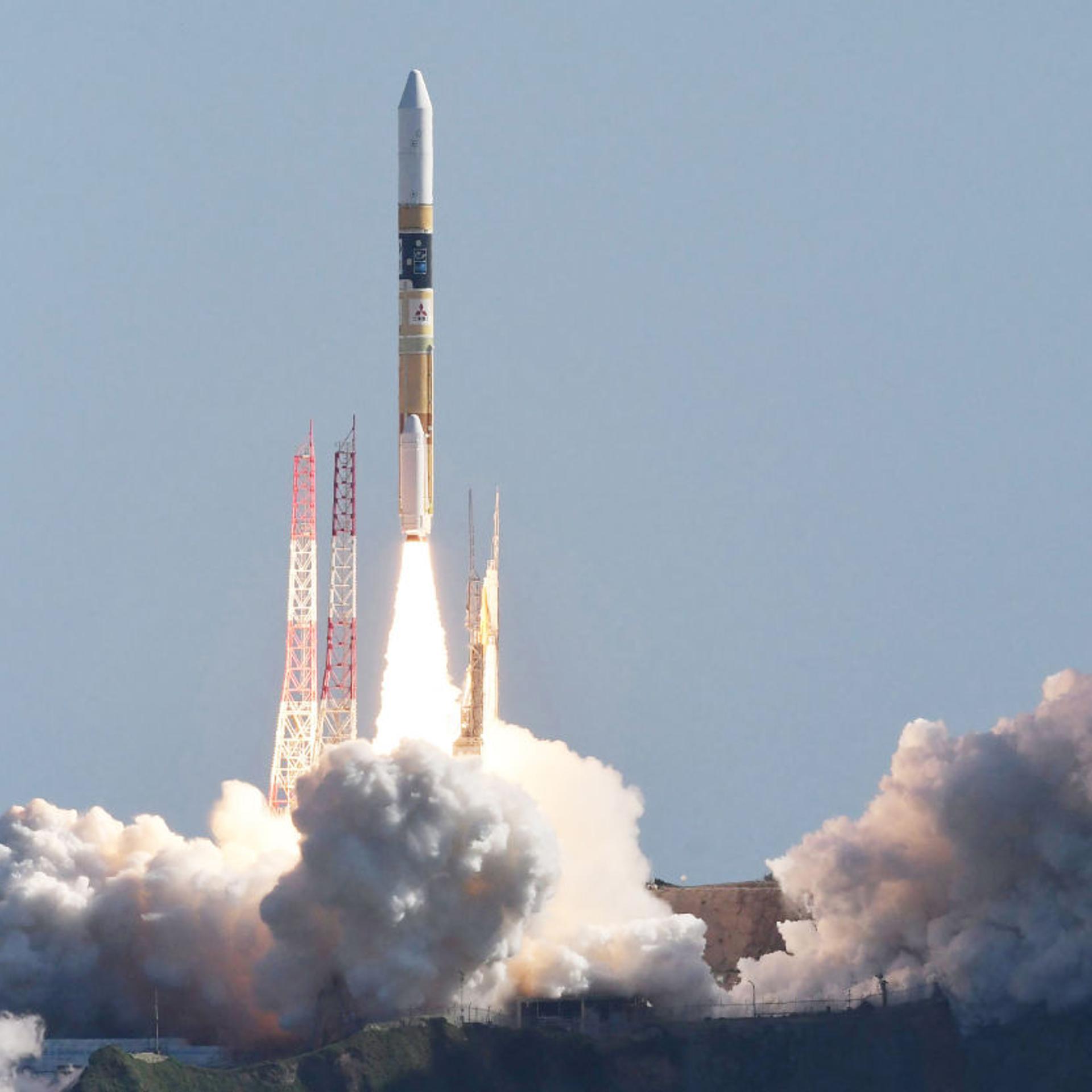 An H2-A rocket carrying a small lunar surface probe and other objects lifts off from the Tanegashima Space Centre on Tanegashima island, Kagoshima prefecture on Sept. 7, 2023.