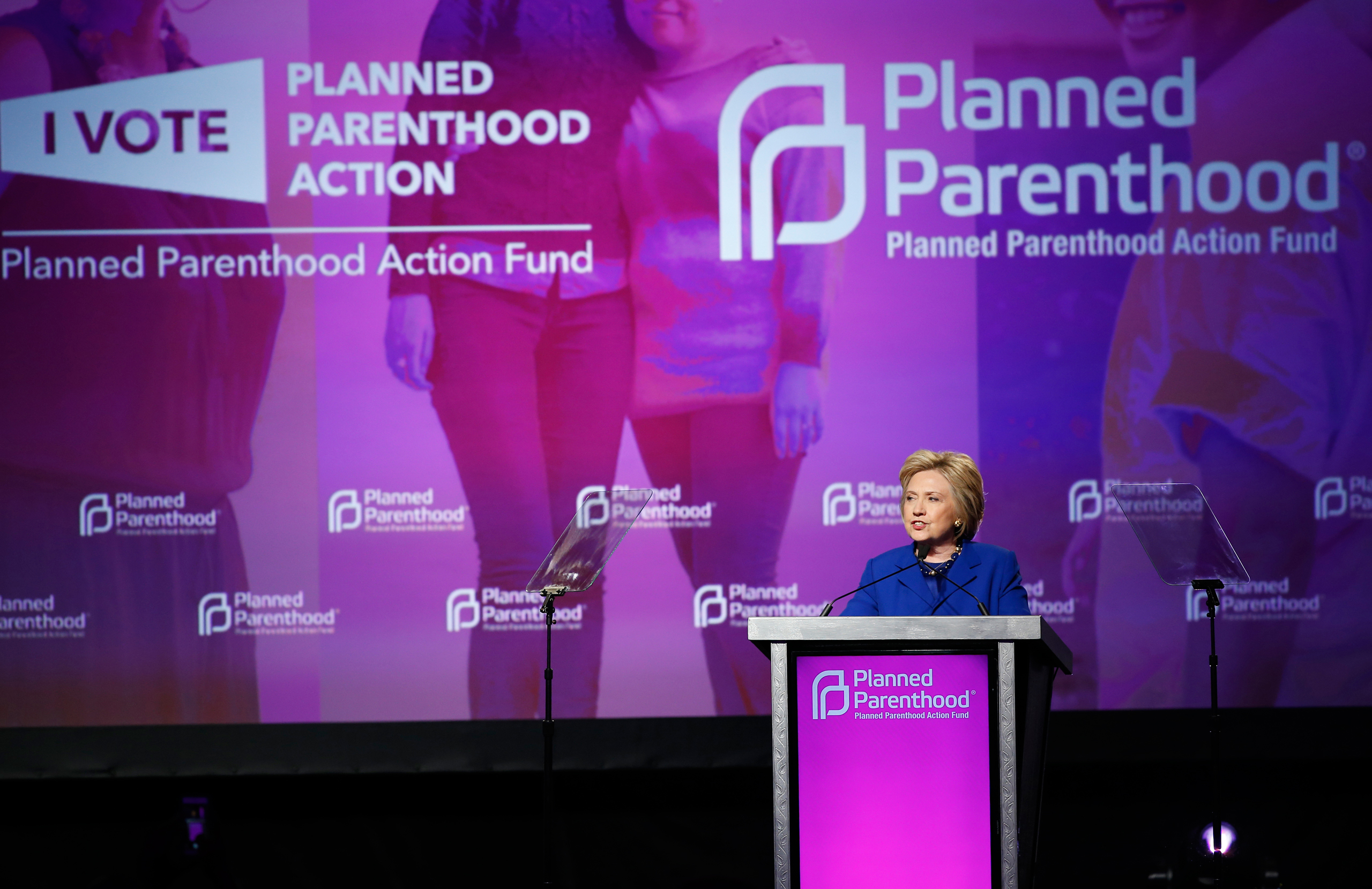 Democratic presidential candidate Hillary Clinton speaks during a Planned Parenthood Action Fund membership event, Friday, June 10, 2016 in Washington. (AP Photo/Alex Brandon)