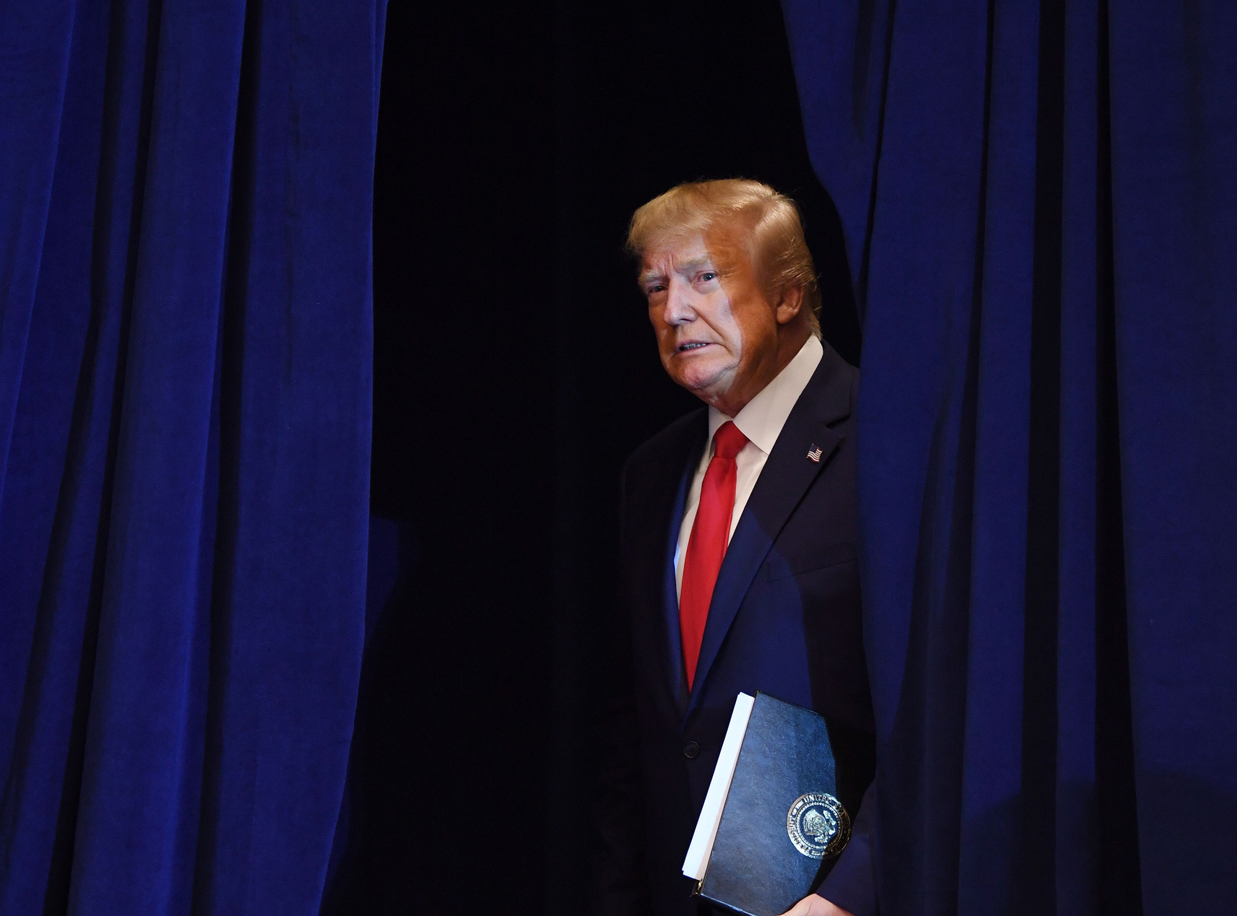 Trump arrives at a news conference in New York on Sept. 25, hours after the release of a transcription of his call with Ukraine’s president