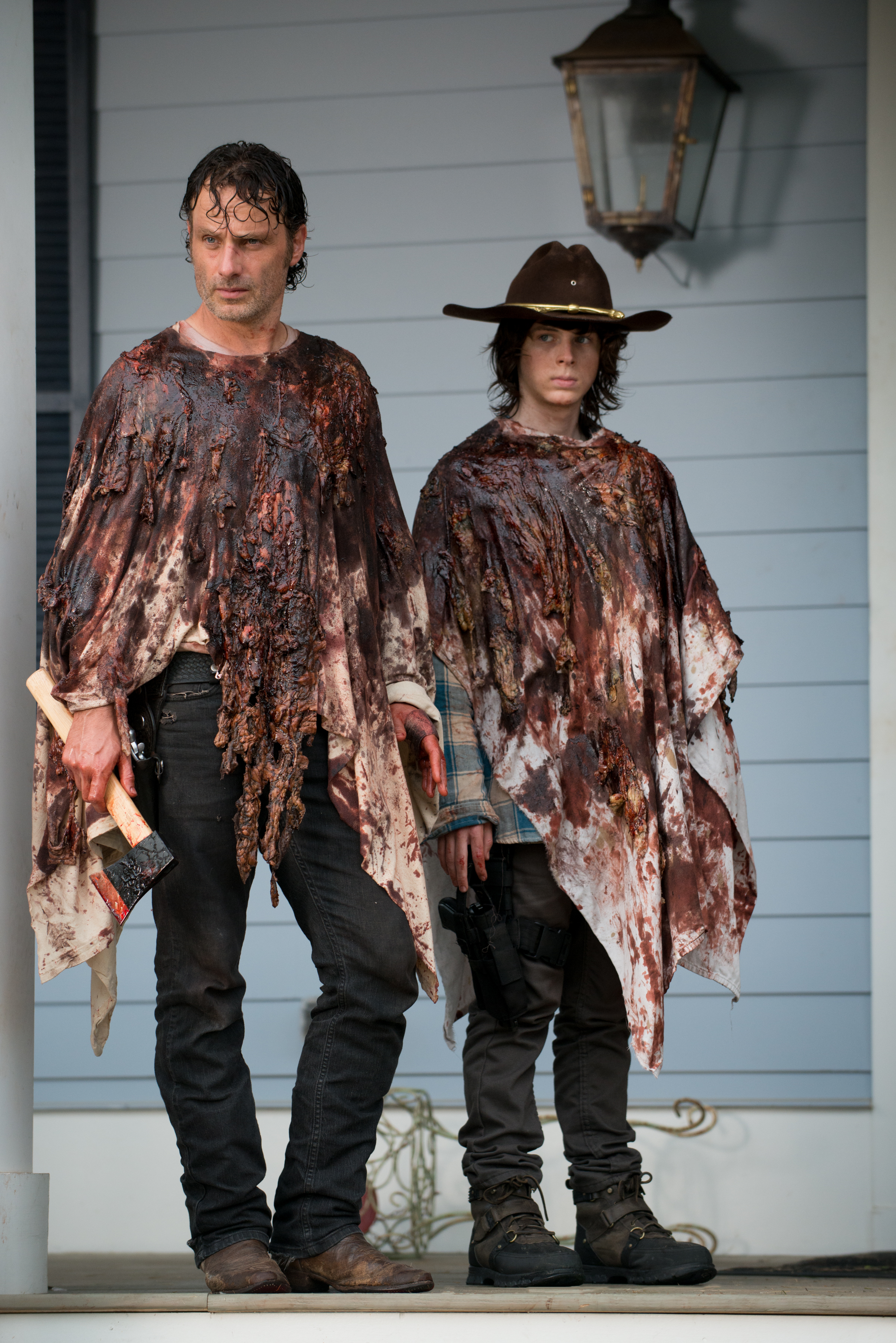 Andrew Lincoln as Rick Grimes and Chandler Riggs as Carl Grimes - The Walking Dead _ Season 6, Episode 8 - Photo Credit: Gene Page/AMC