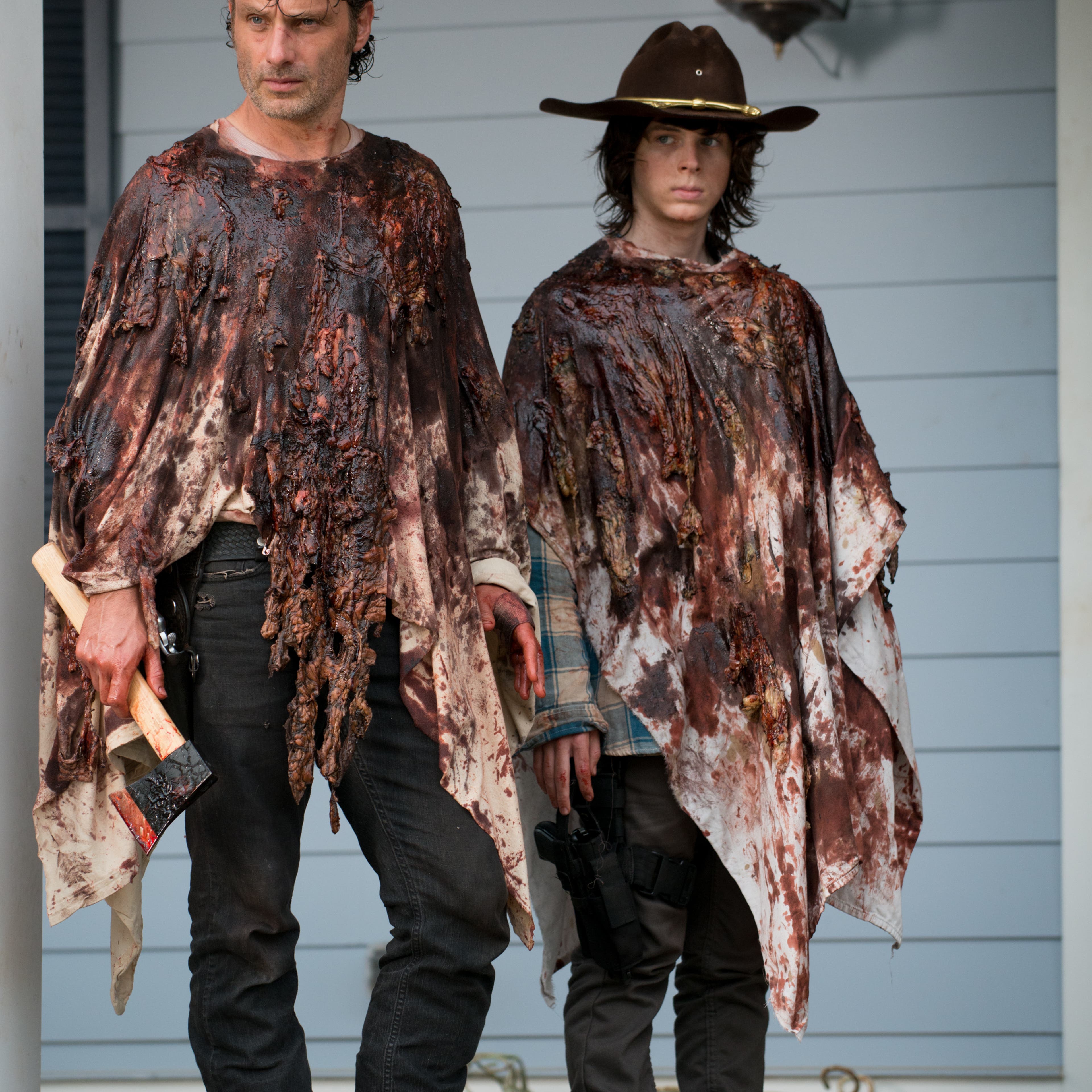 Andrew Lincoln as Rick Grimes and Chandler Riggs as Carl Grimes - The Walking Dead _ Season 6, Episode 8 - Photo Credit: Gene Page/AMC