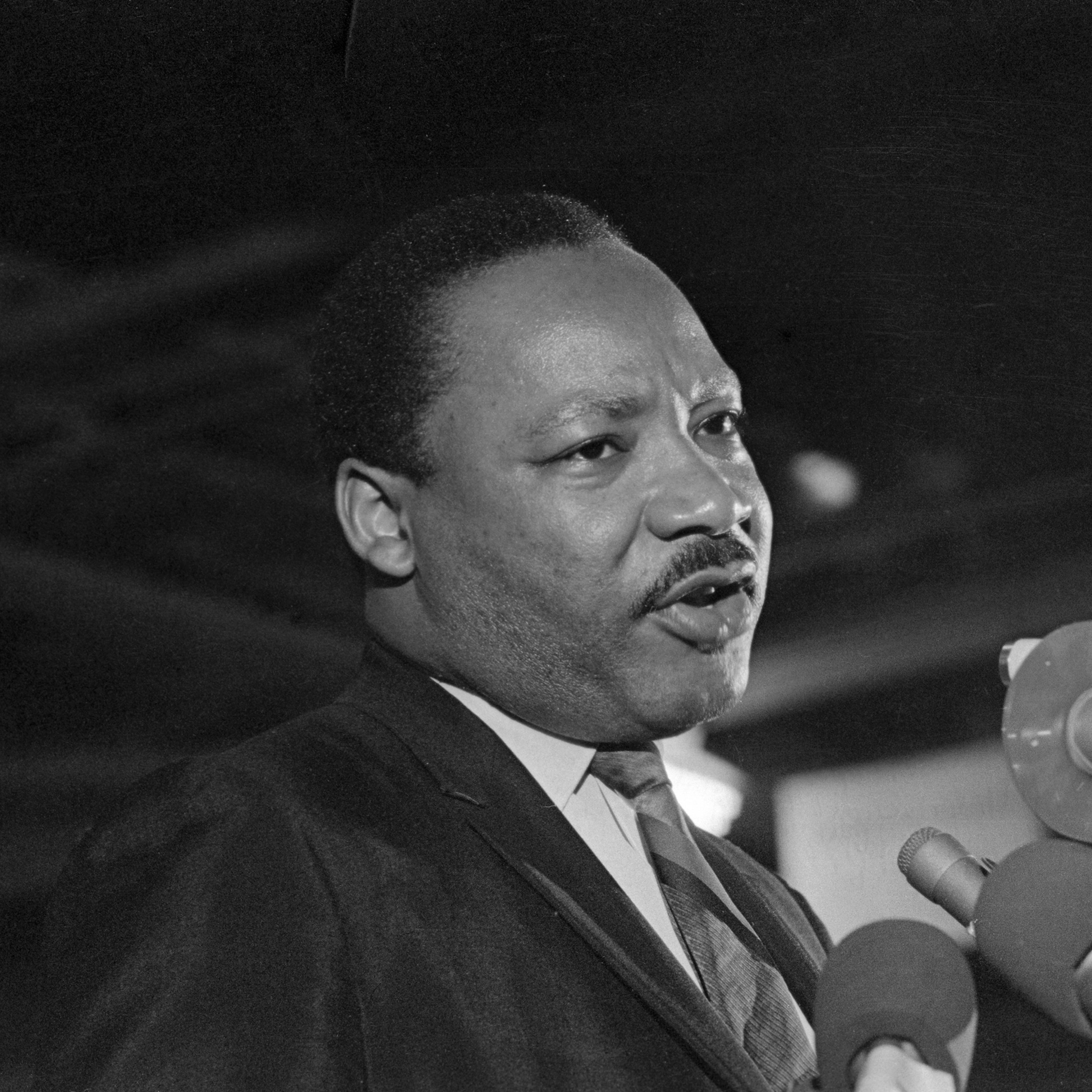Dr. Martin Luther King Jr., Speaking at Microphones