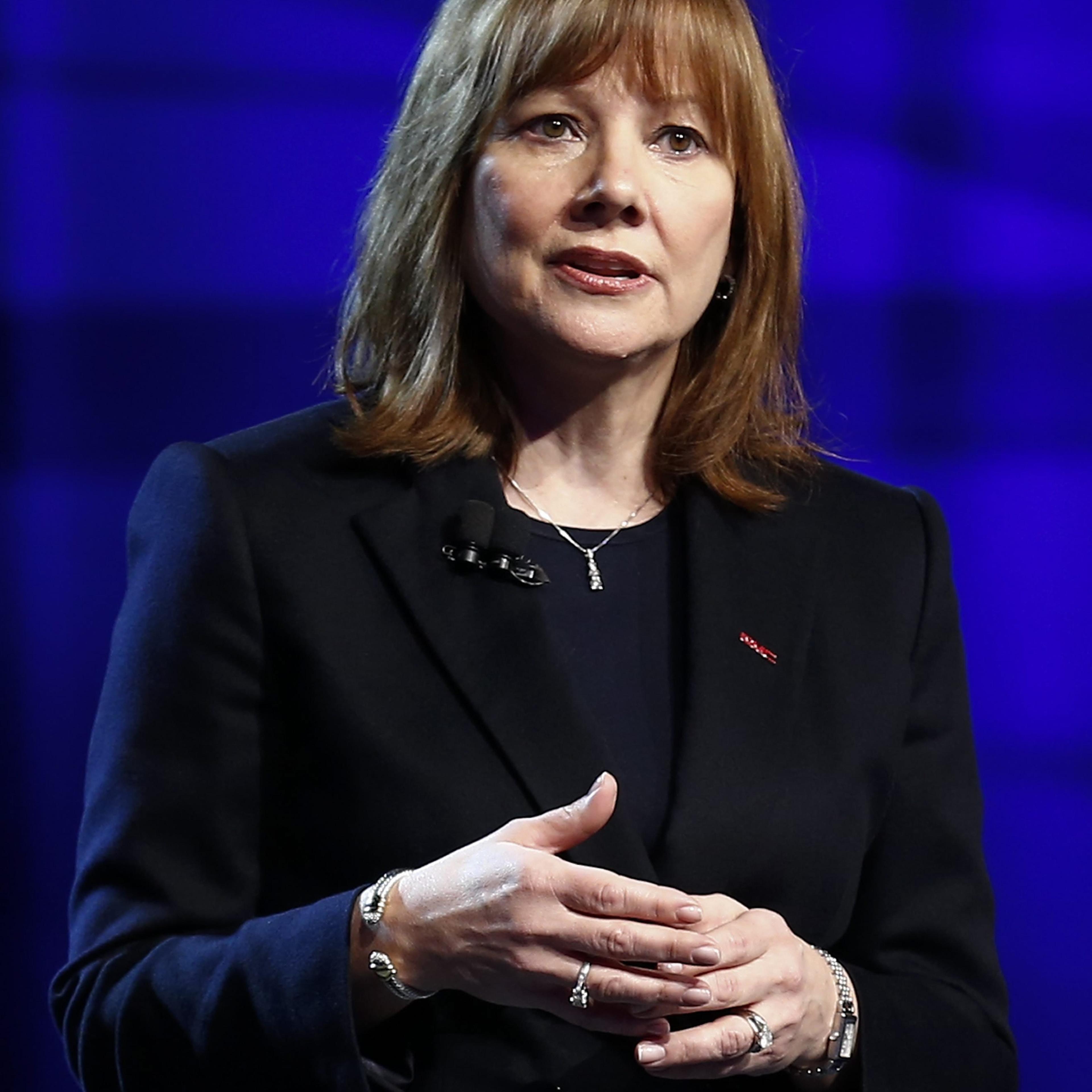 General Motors CEO Mary Barra introduces the 2015 GMC Canyon pick-up truck at the Russell Industrial Center in Detroit, on Jan. 12, 2014.