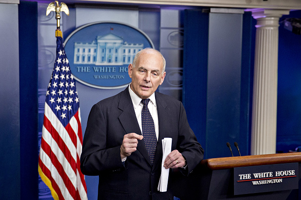 John Kelly speaks during a White House briefing in Washington, D.C., U.S., on Thursday, Oct. 19, 2017.