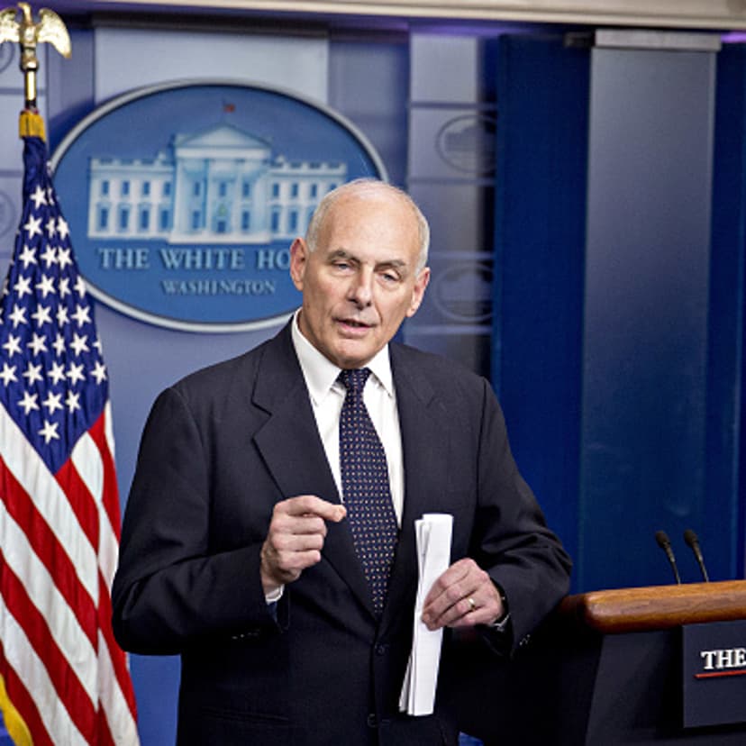 John Kelly speaks during a White House briefing in Washington, D.C., U.S., on Thursday, Oct. 19, 2017.