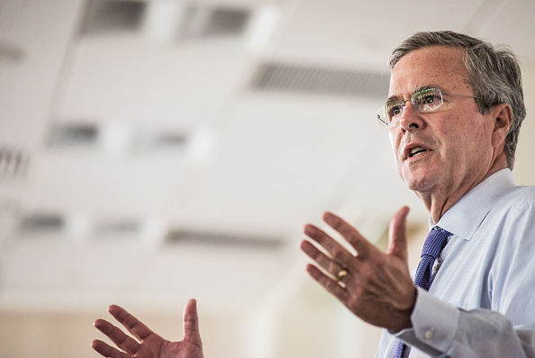 Republican presidential candidate and former Florida Gov. Jeb Bush answers questions from employees of Nephron Pharmaceutical Company June 29, 2015 in West Columbia, South Carolina.