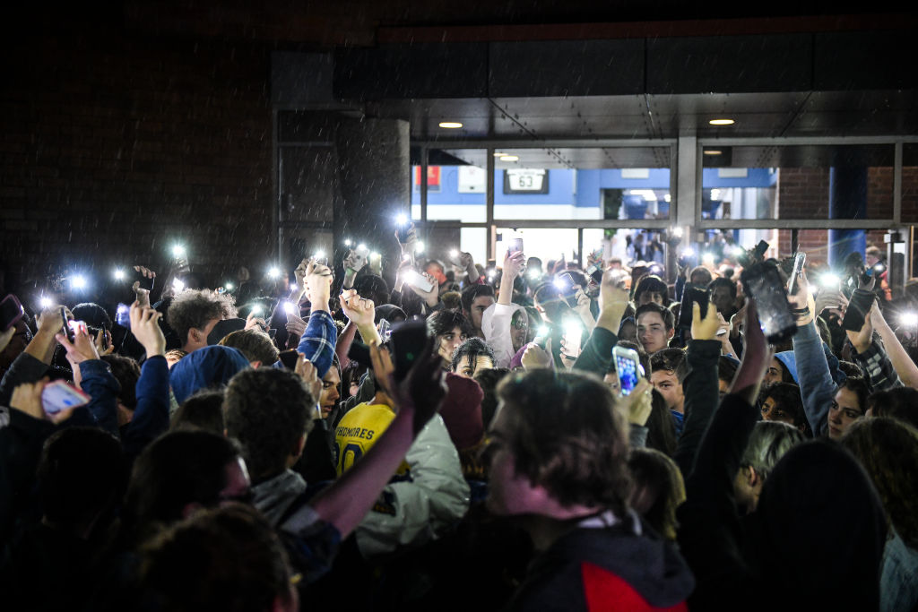 A protest at a vigil in Highlands Ranch, Colorado
