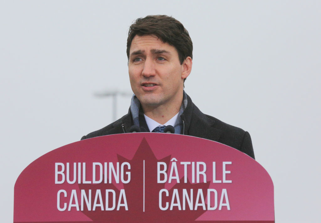 Canadian Prime Minister Justin Trudeau delivers remarks to highlight the regional transit expansion project