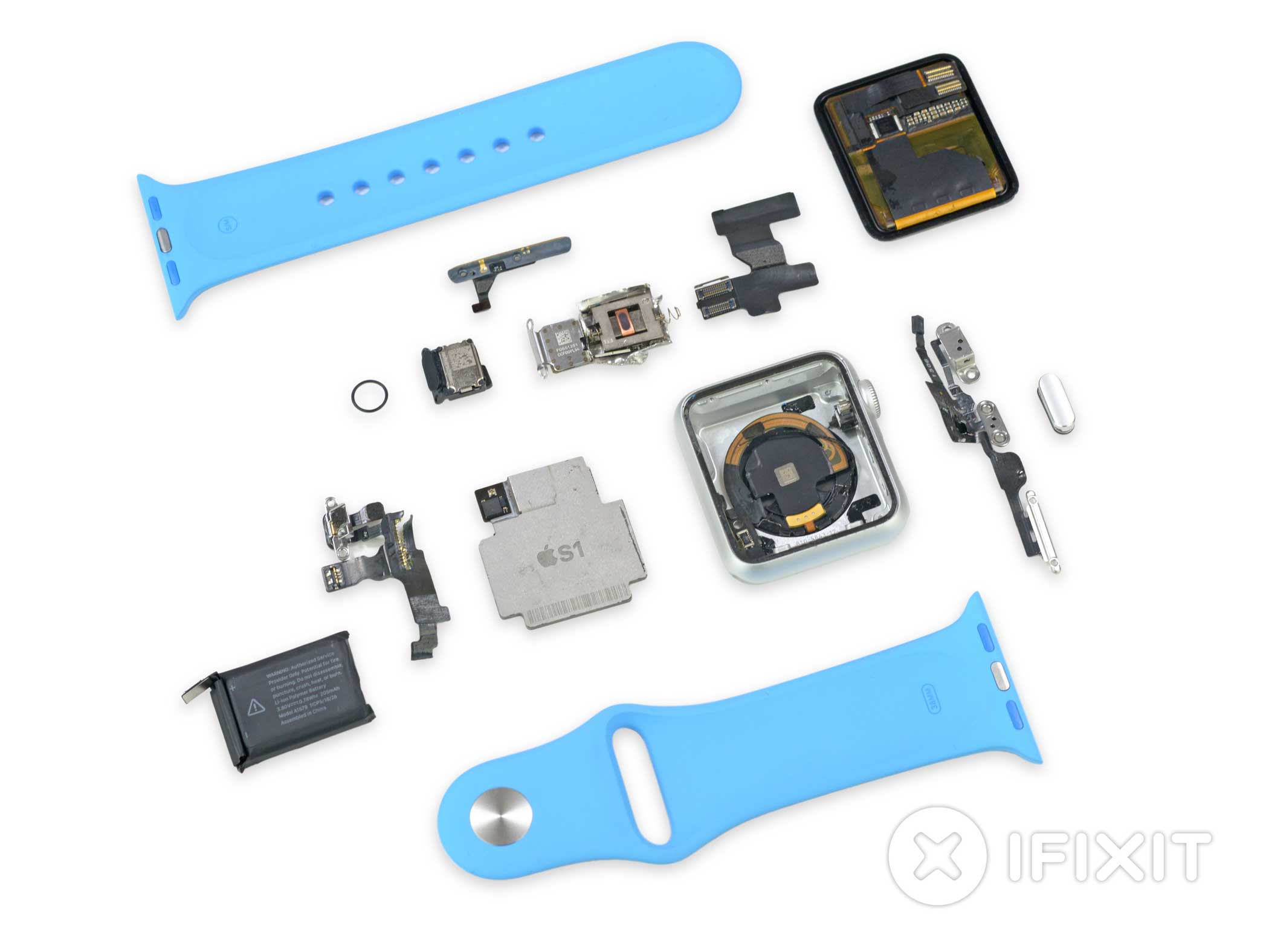 The separate components of the Apple Watch