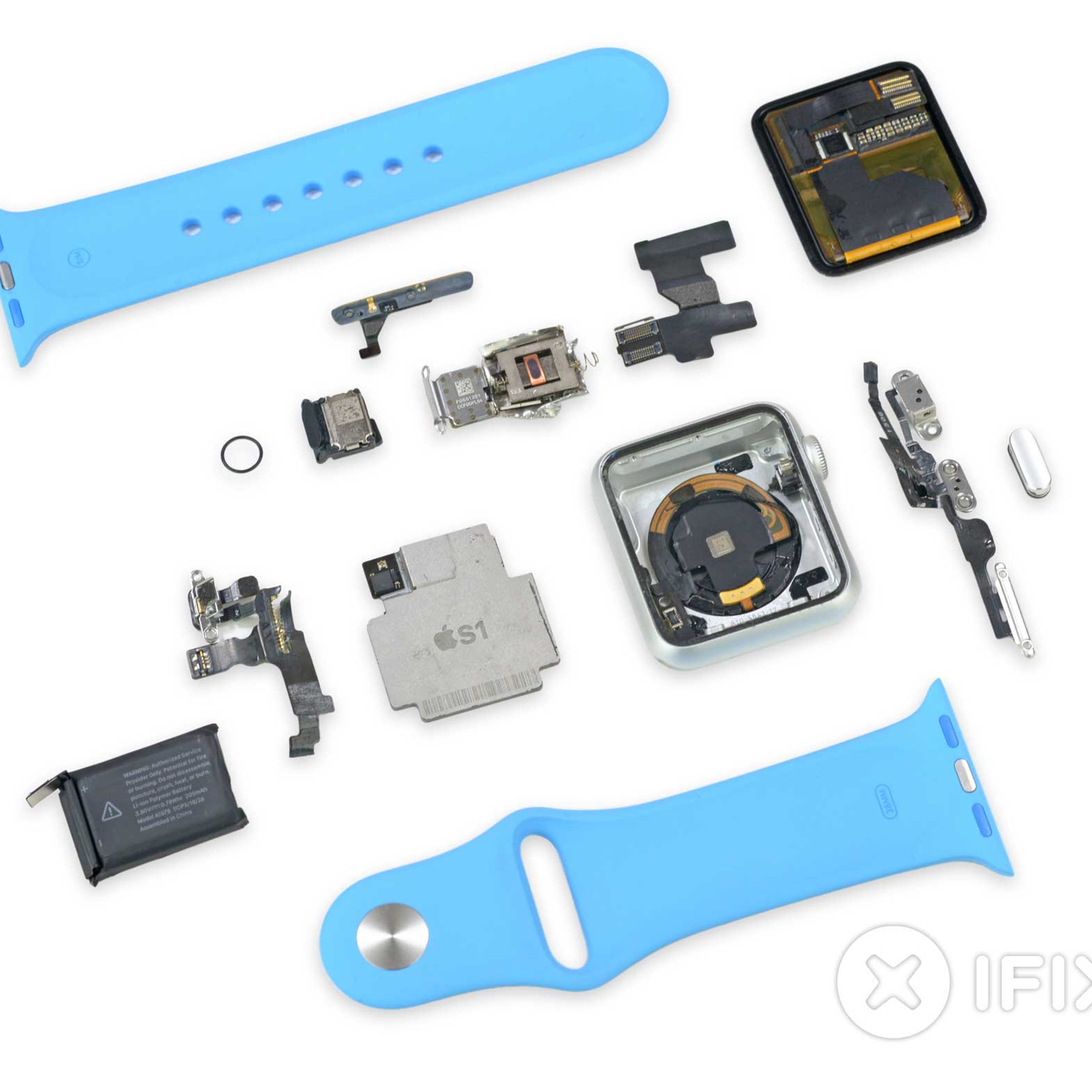 The separate components of the Apple Watch