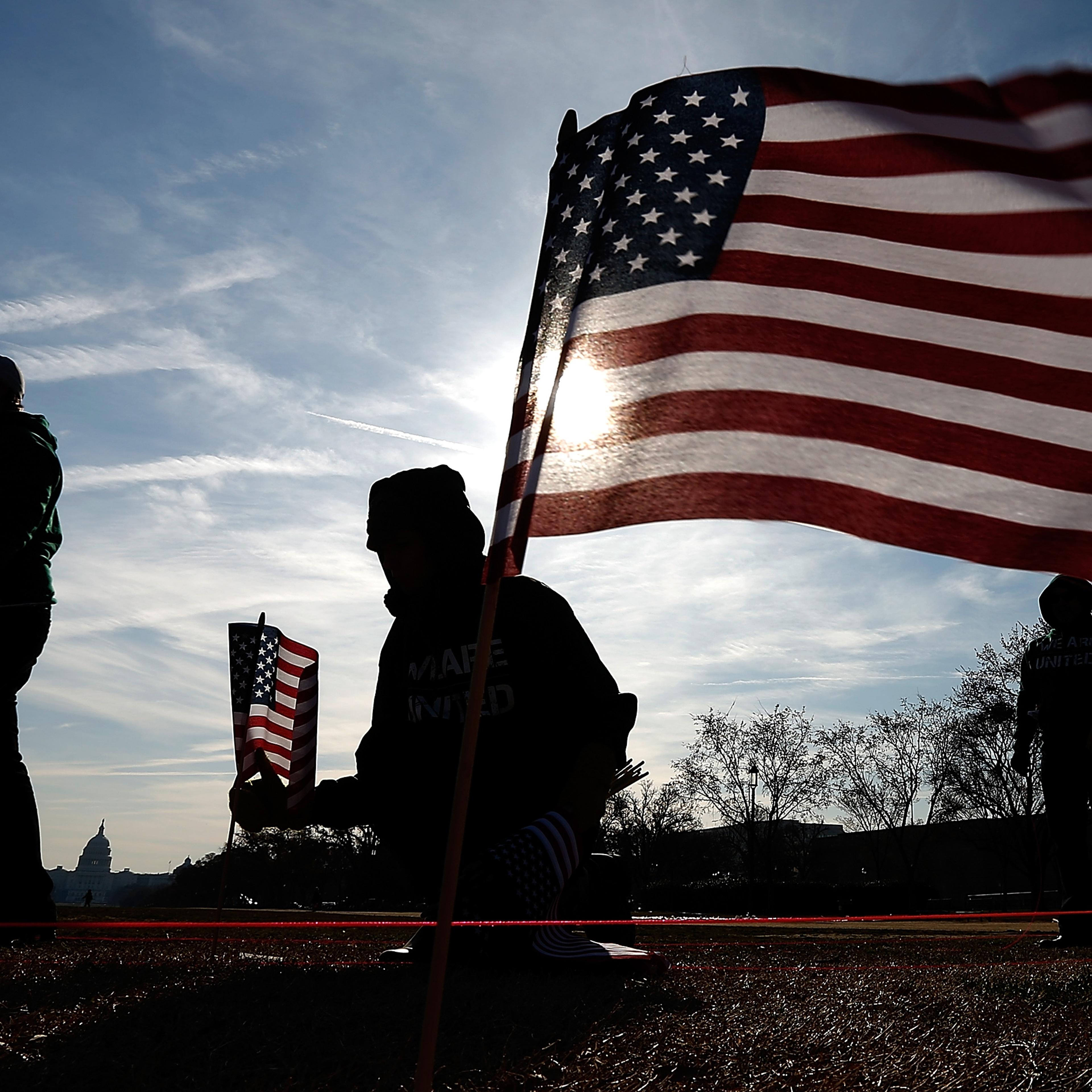 American Flags Planted On National Mall To Honor Service Members Who Committed Suicide