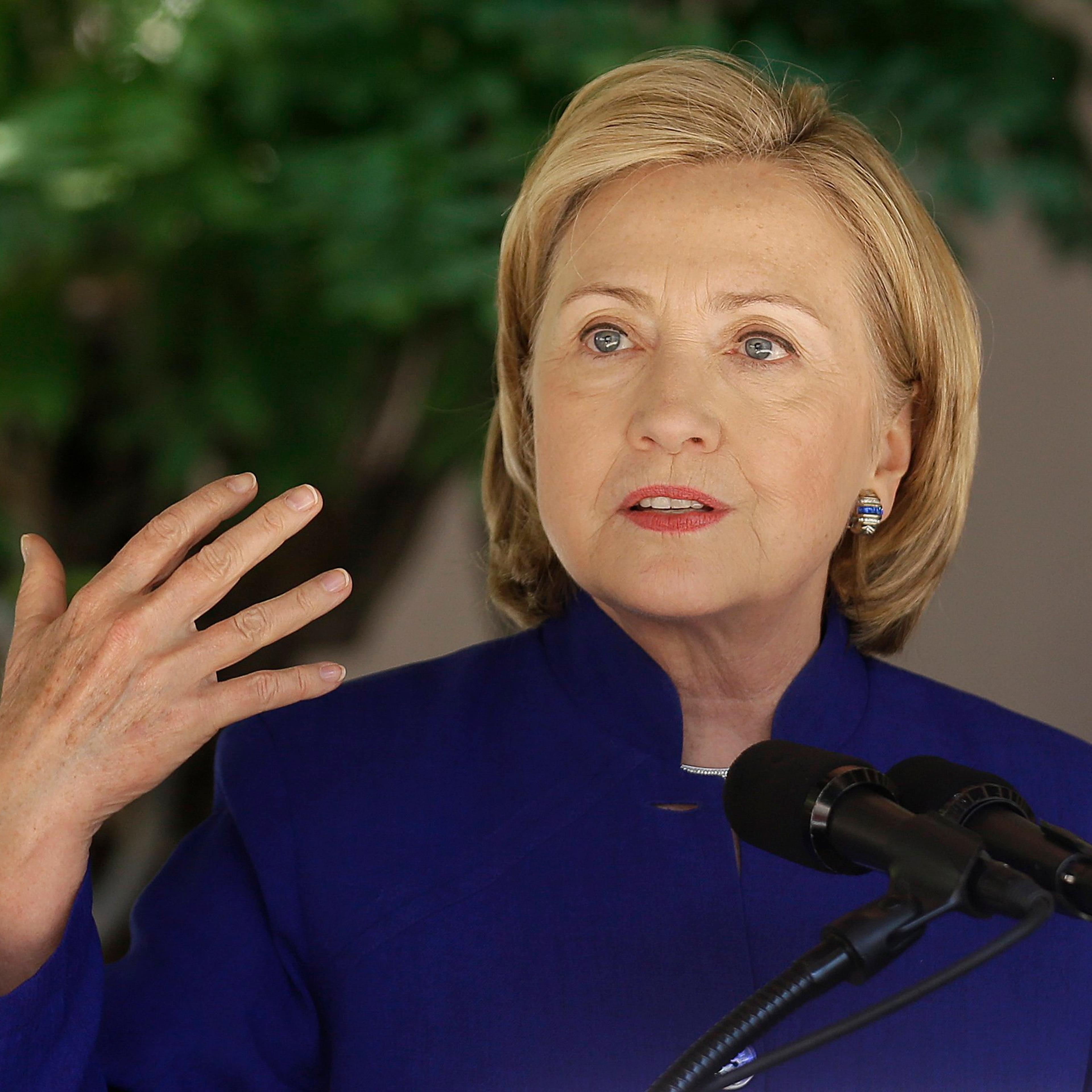 Former U.S. Secretary of State Hillary Clinton speaks at Children's Hospital Oakland Research Institute (CHORI) to launch a community campaign to encourage parents to talk, sing and read to their young children in Oakland, Calif on July 23, 2014.