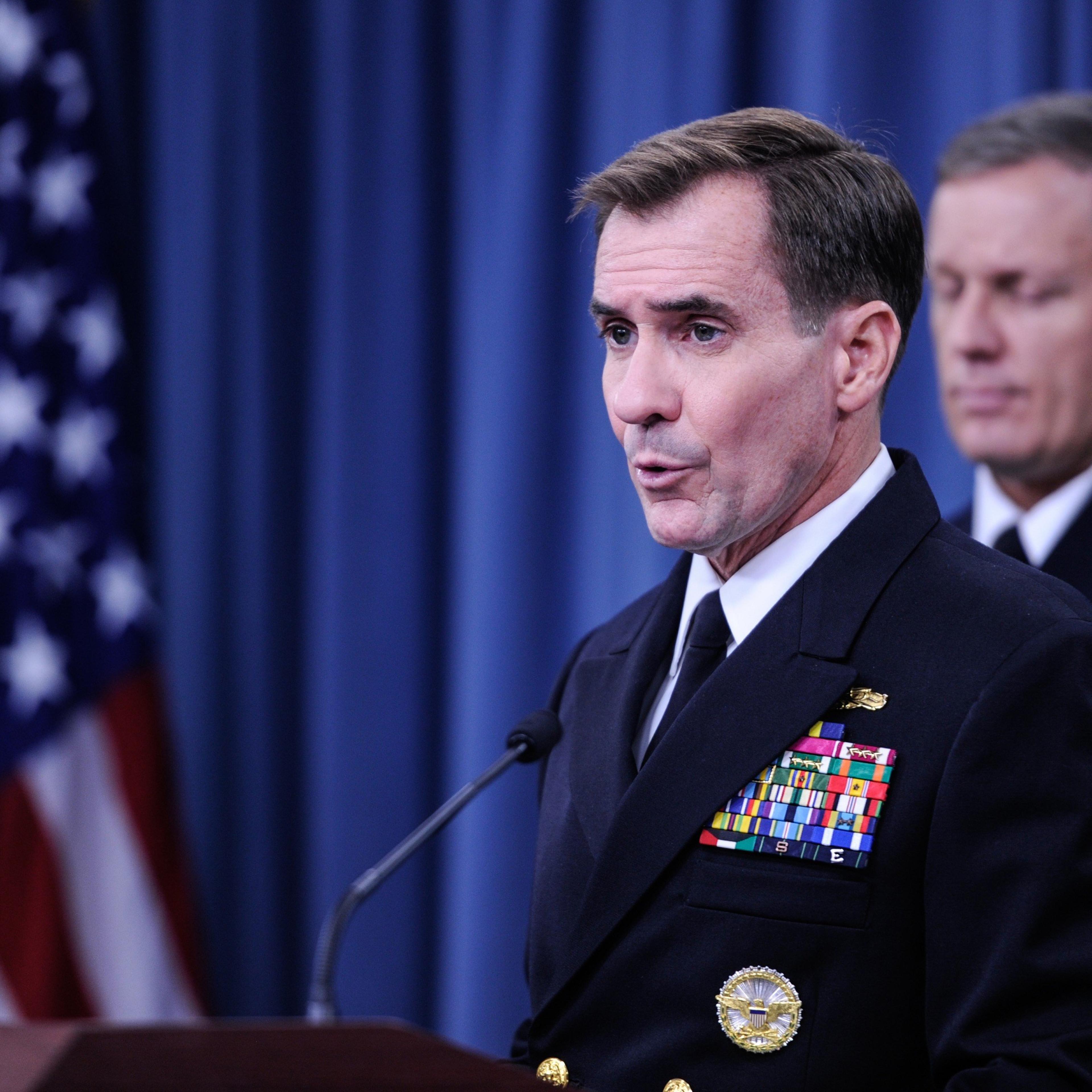 Pentagon Press Secretary John Kirby speaks during a briefing at the Pentagon in Washington on Sept. 23, 2014.