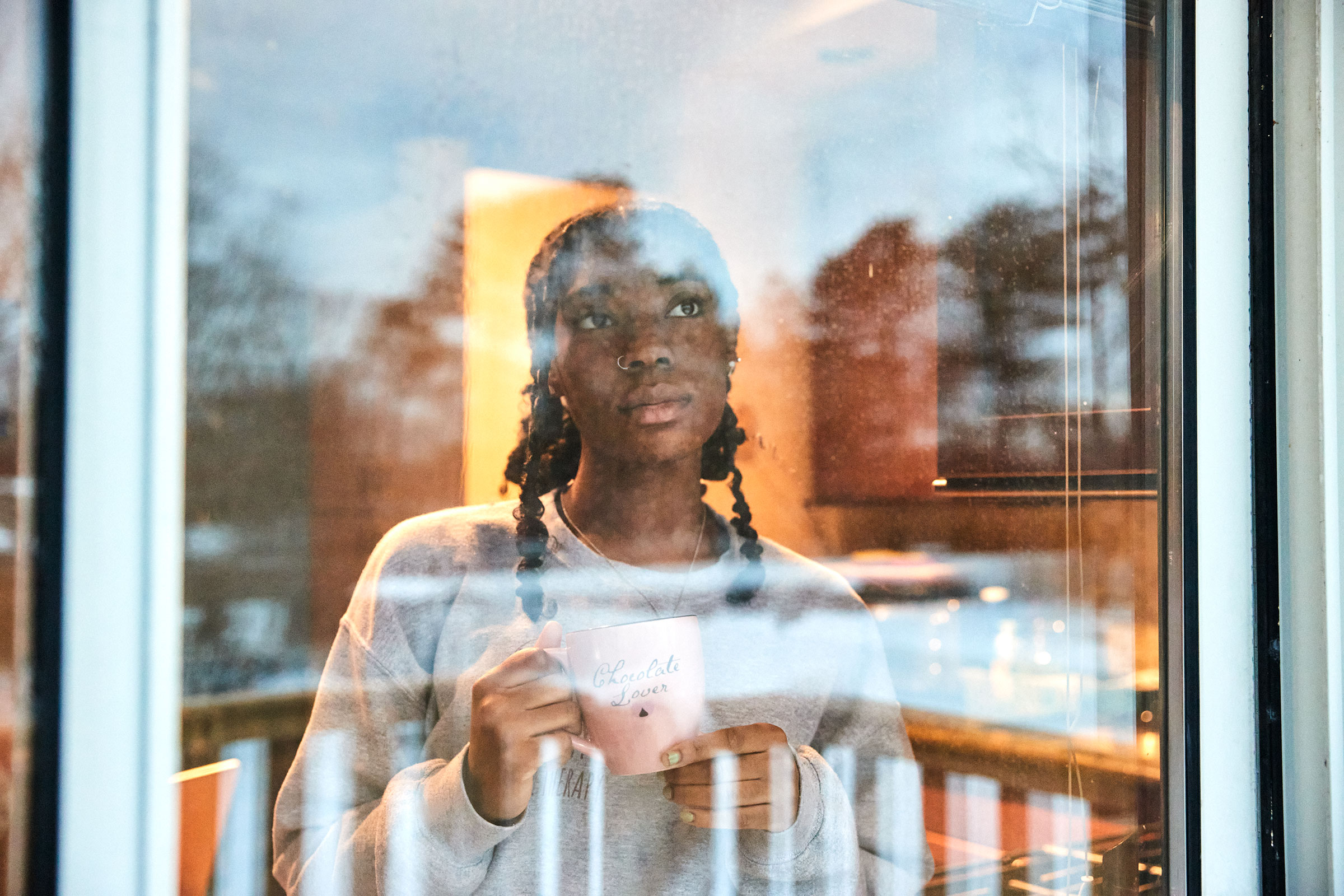 Twyla Joseph in Islip Terrace, N.Y., on Feb. 5, as her day begins