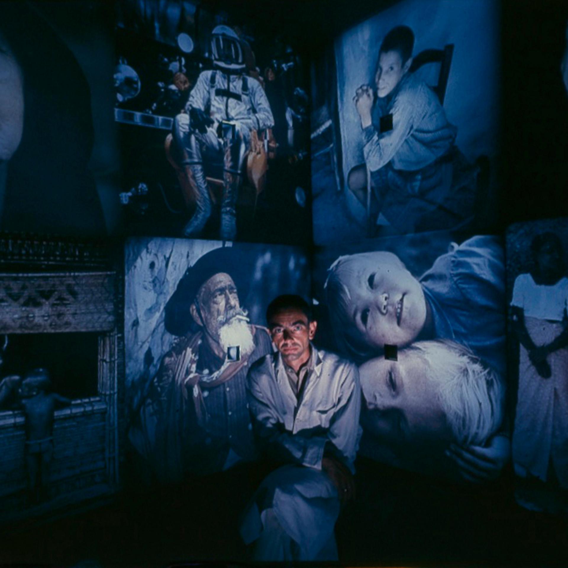 Ken Isaacs inside his "knowledge box," 1962.