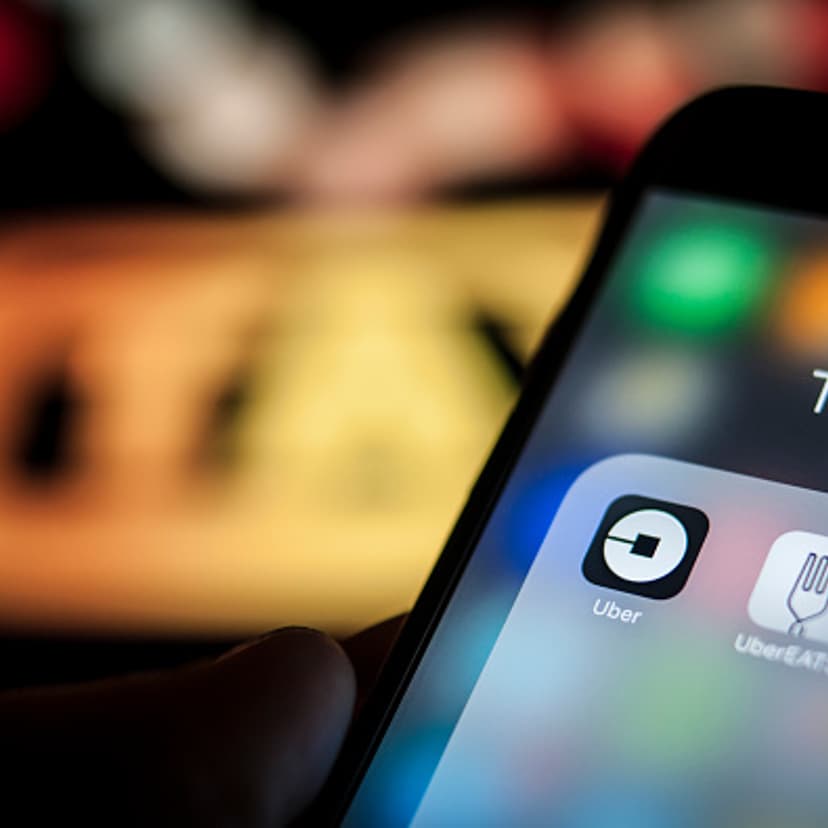 The Uber ride sharing application is on a portable device in this photo illustration on December 6, 2017.