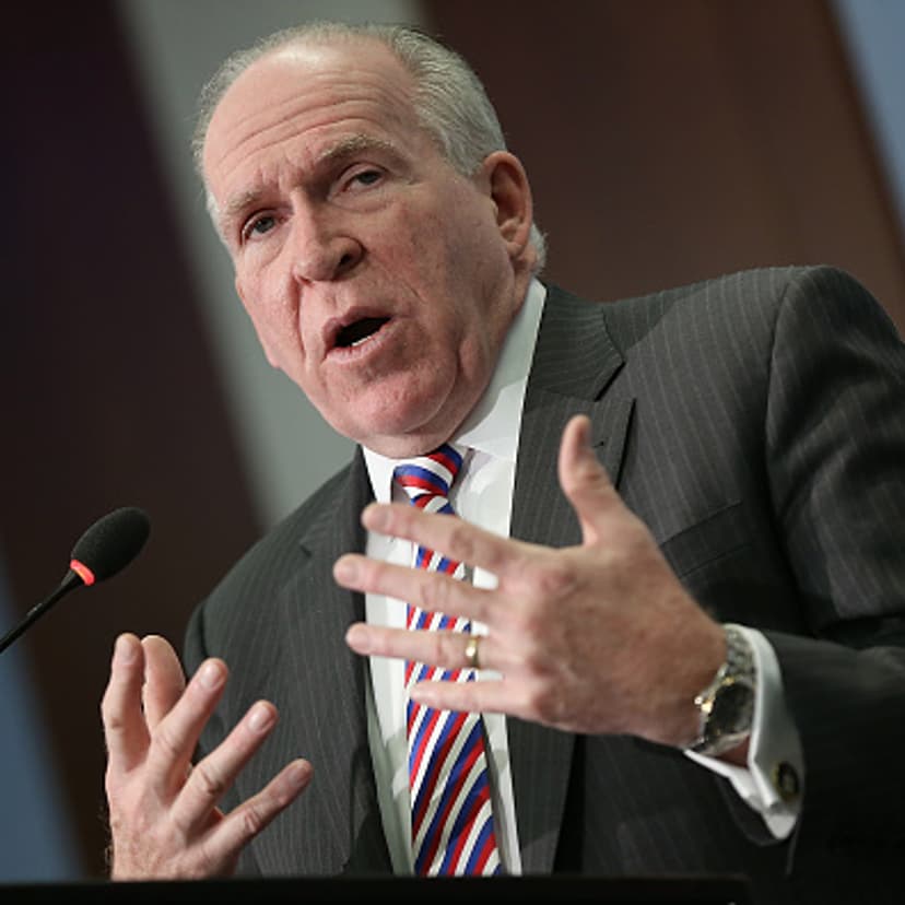 CIA Director John Brennan greets colleagues after delivering remarks at the Center for Strategic and International Studies November 16, 2015 in Washington, DC. Brennan spoke during the 6th annual "Global Security Forum" on the top challenges facing U.S.