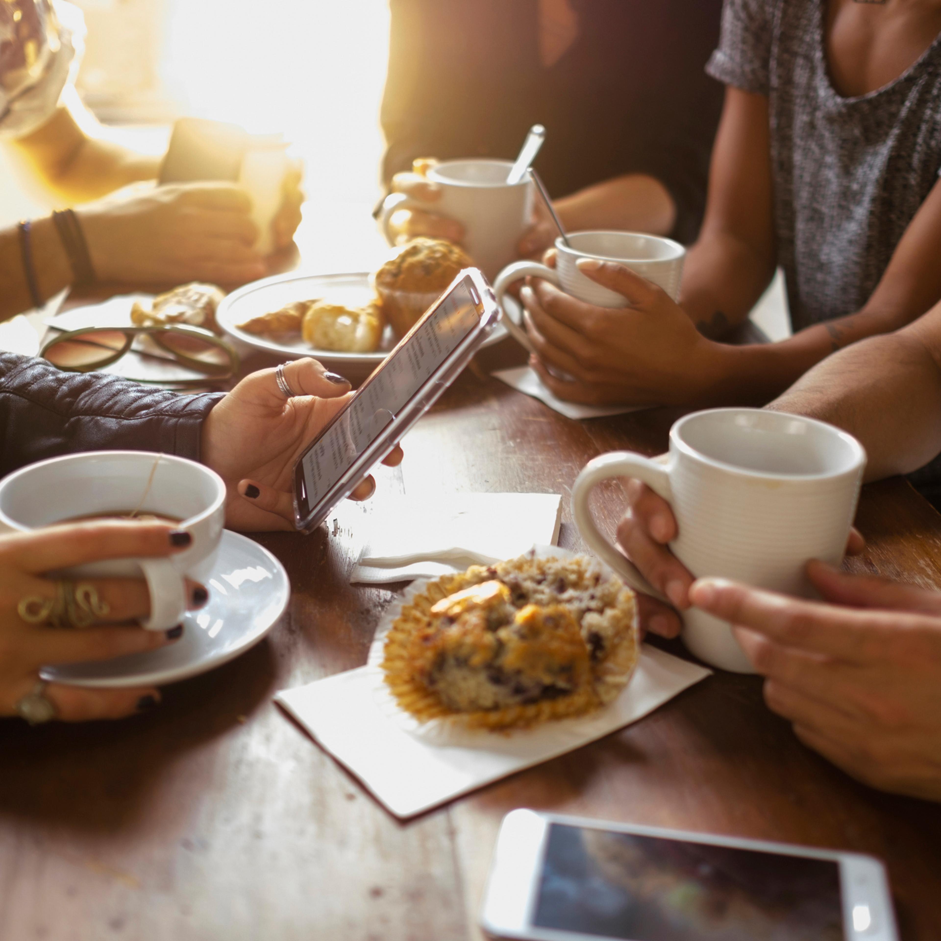Group of friends in cafe