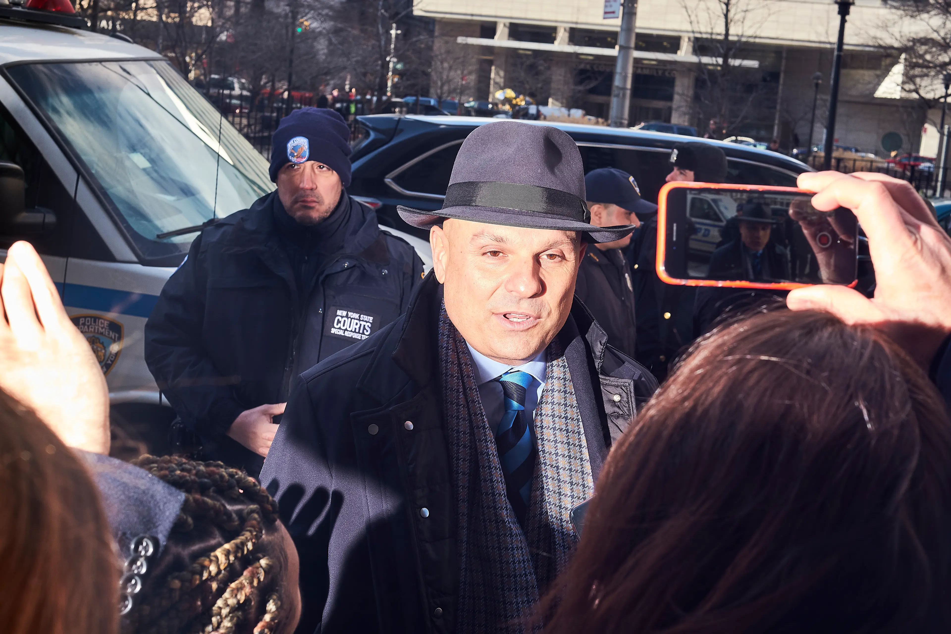 Criminal defense lawyer Arthur L. Aidala, who represents Weinstein, speaks to journalists outside of Manhattan Criminal Court in Manhattan, NYC on Wednesday, January 8, 2020.