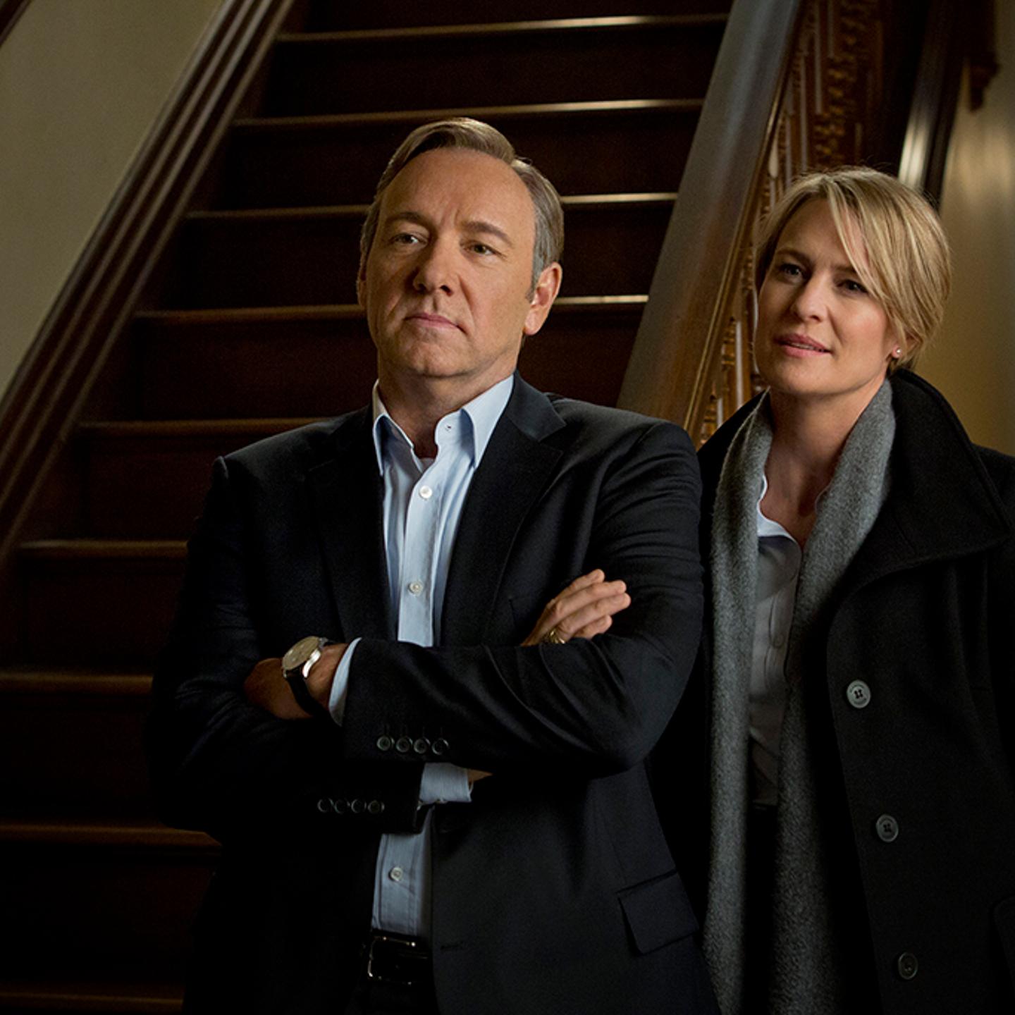Kevin Spacey (L) and Robin Wright (R) in the first season of Netflix's "House of Cards."