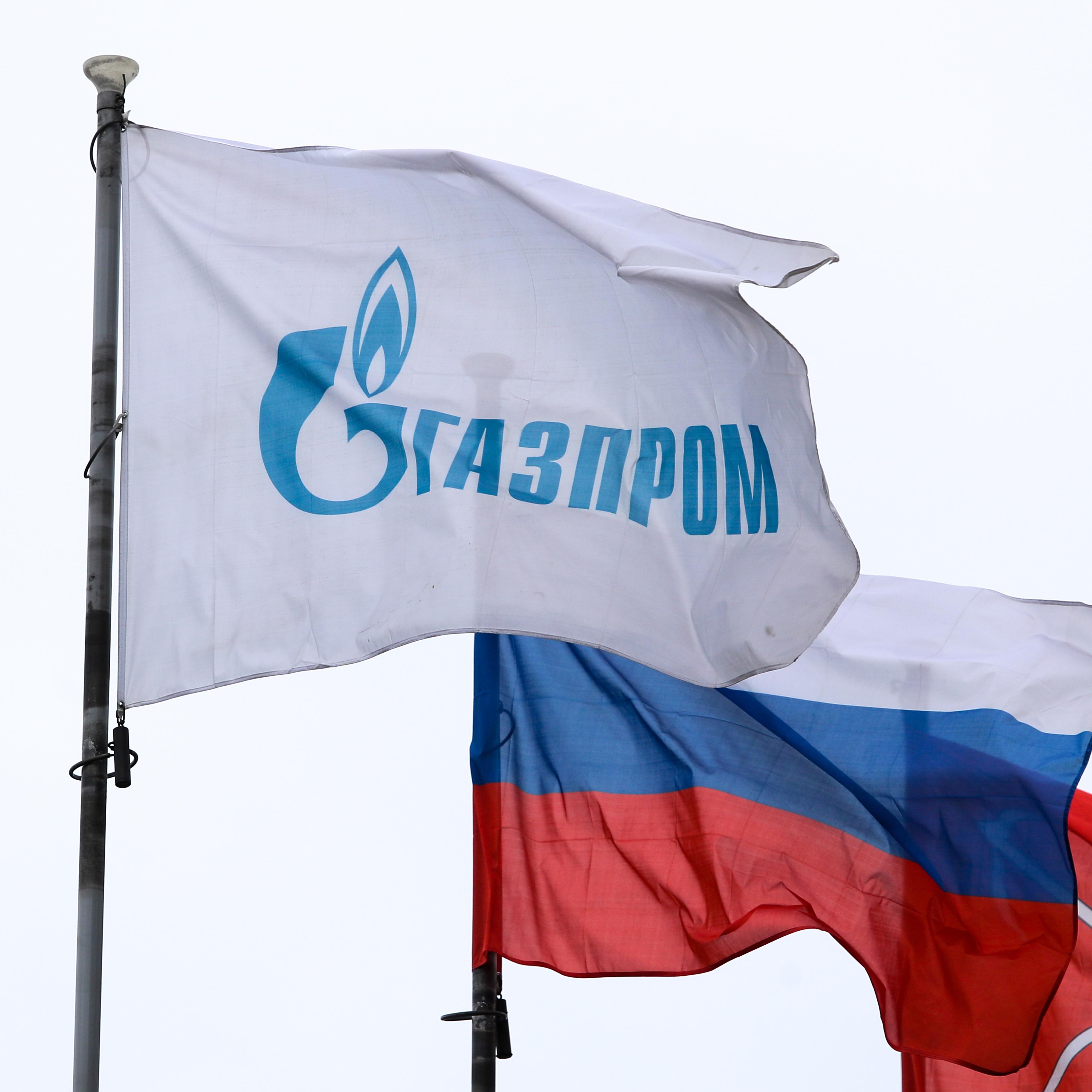 A flag with the Gazprom logo