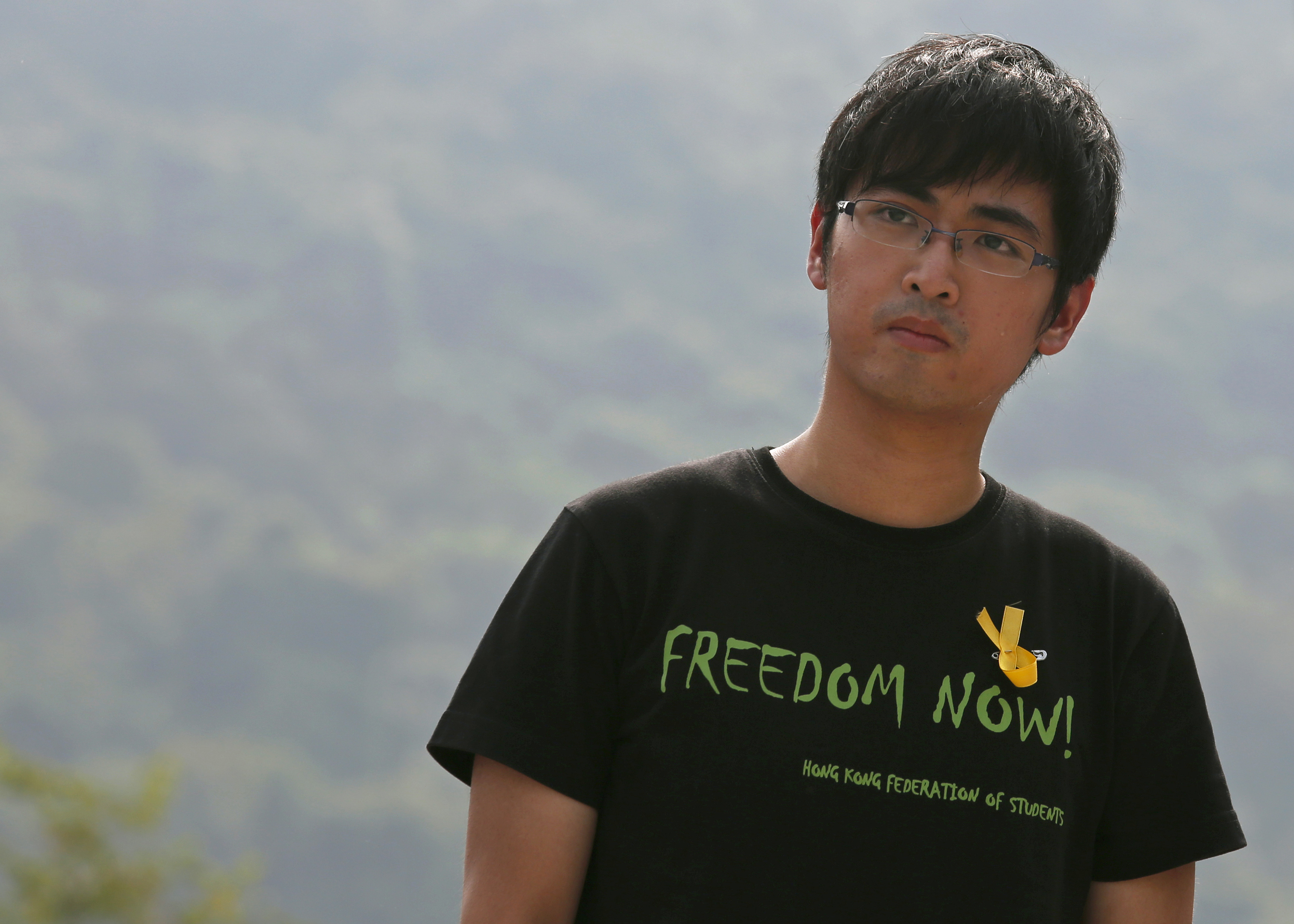 Chow, secretary-general of the Hong Kong Federation of Students, attends a rally at the Chinese University in Hong Kong