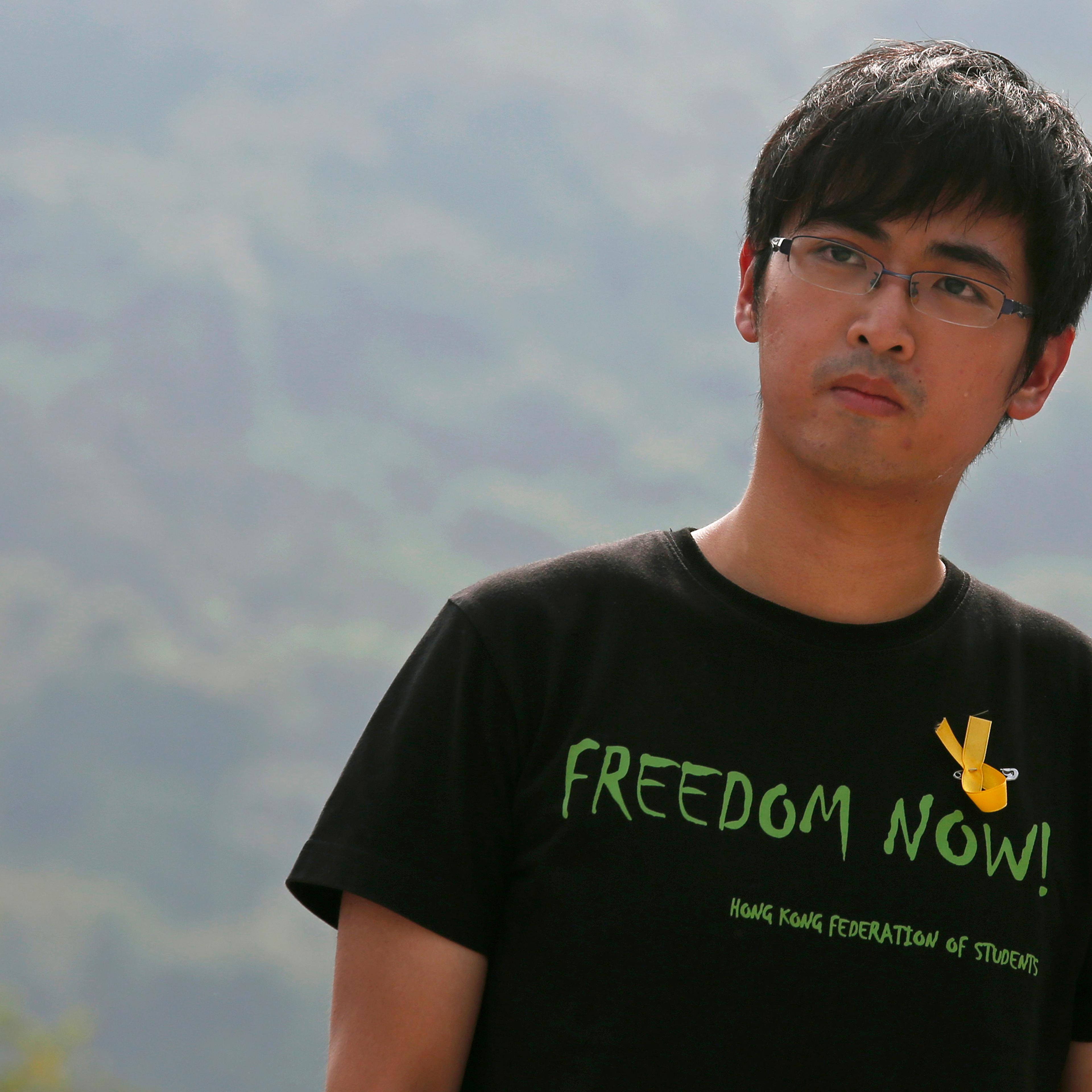 Chow, secretary-general of the Hong Kong Federation of Students, attends a rally at the Chinese University in Hong Kong