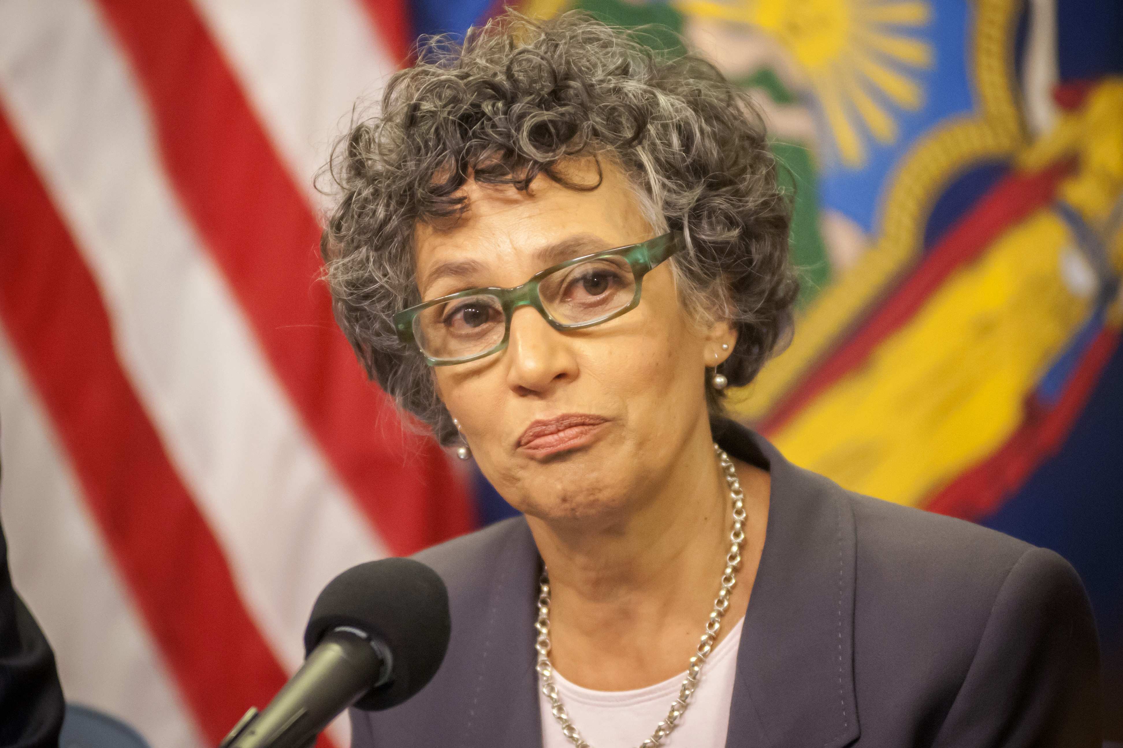 Dr. Mary Travis Bassett, Commissioner Of the NY Dept. Of Health and Mental Hygiene speaks at a news conference in the Office of Emergency Management at Bellevue Hospital in New York City on Oct. 24, 2014.